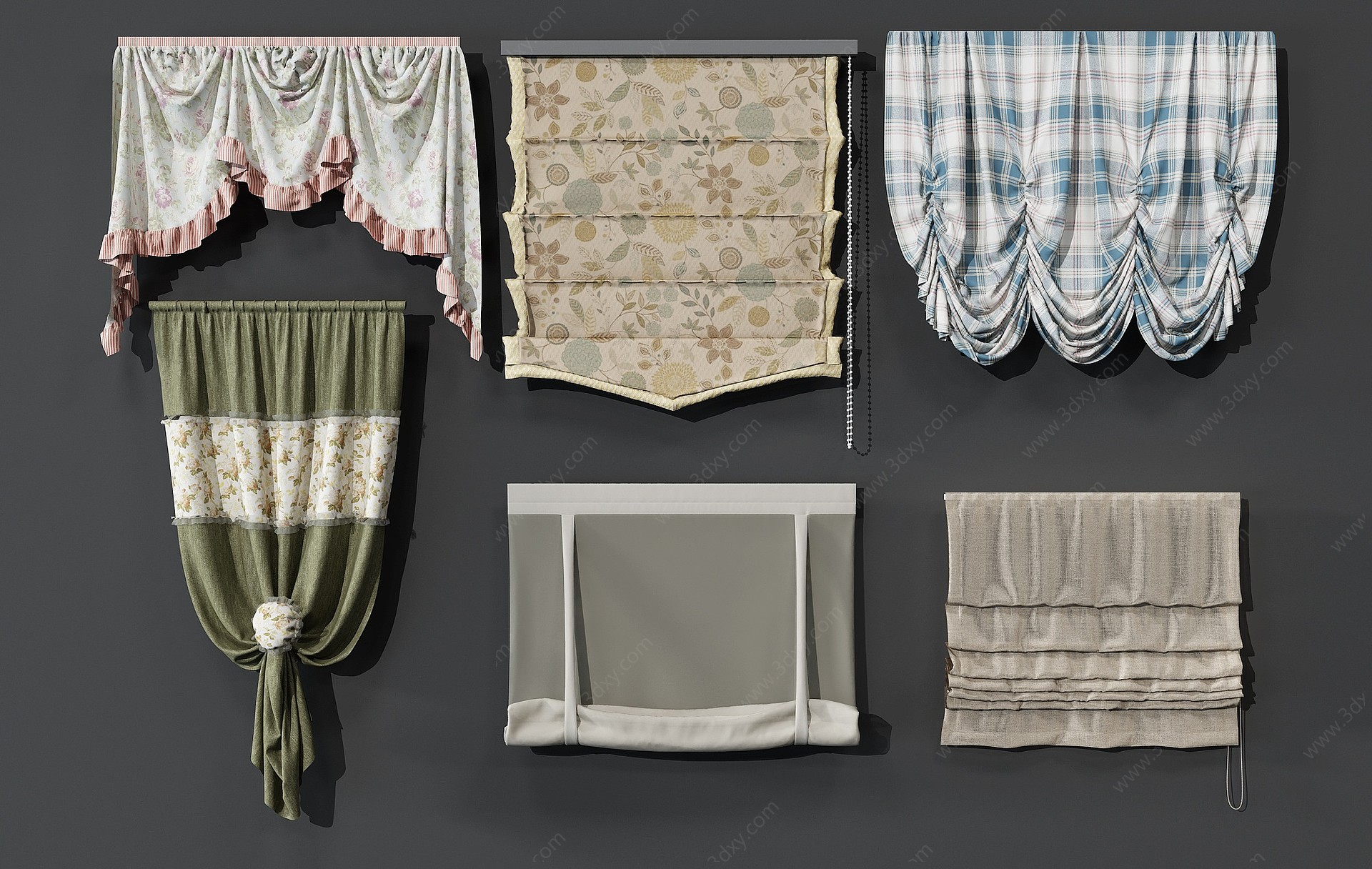 欧式古典欧式窗帘组合3D模型