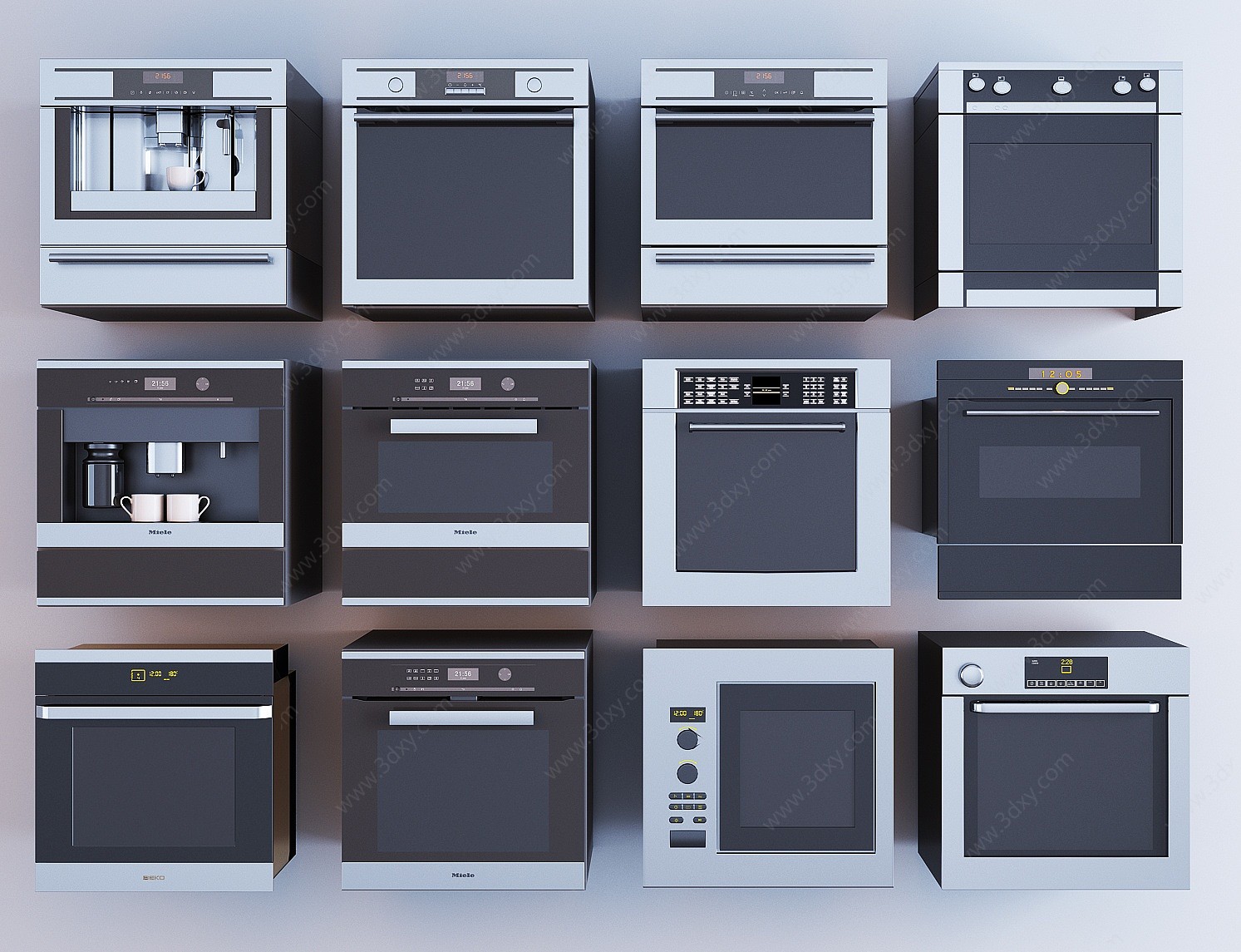 现代厨房烤箱微波炉洗碗机3D模型