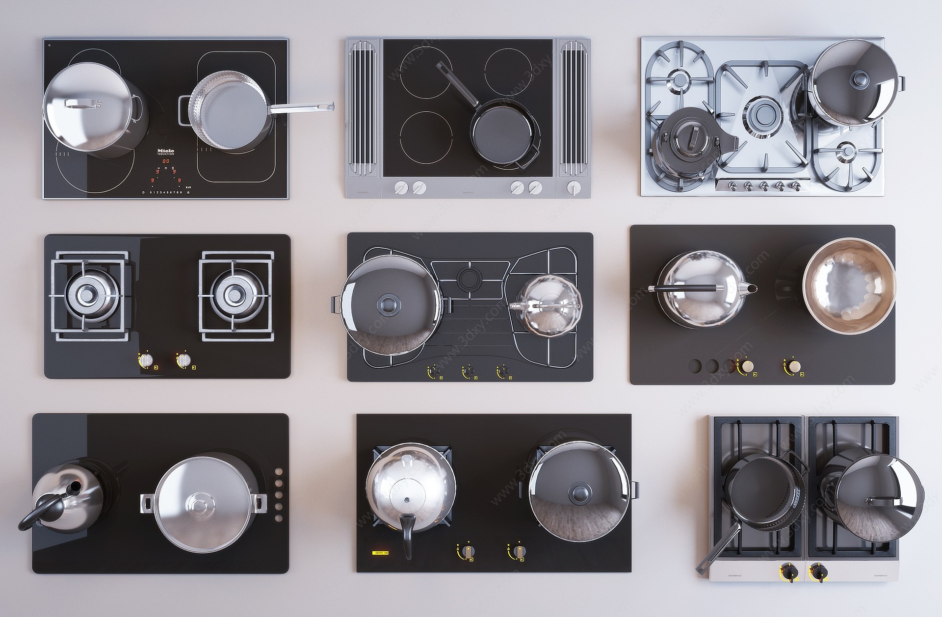 现代厨房燃气灶电磁炉厨具3D模型