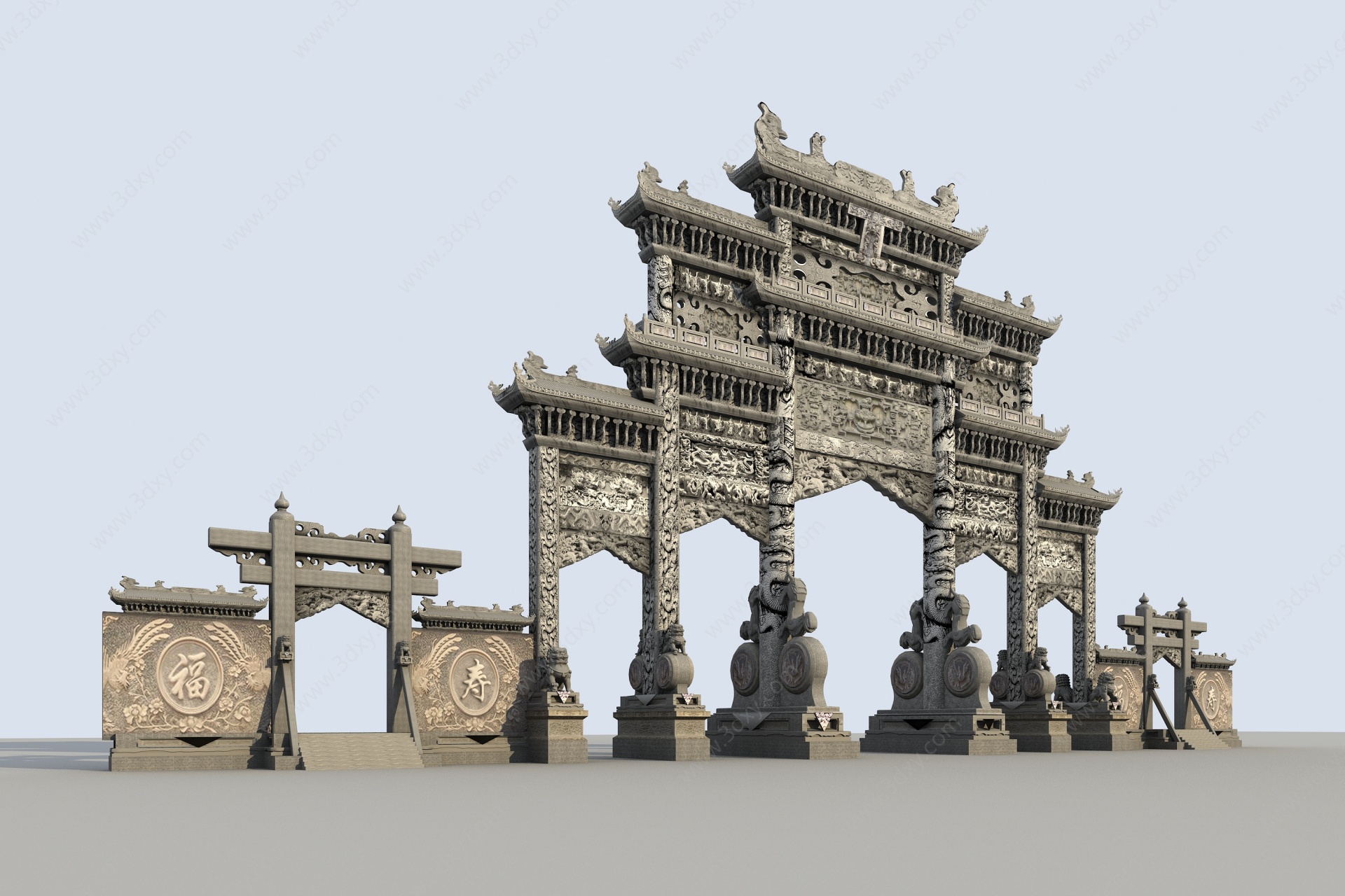 中式长寿牌坊3D模型