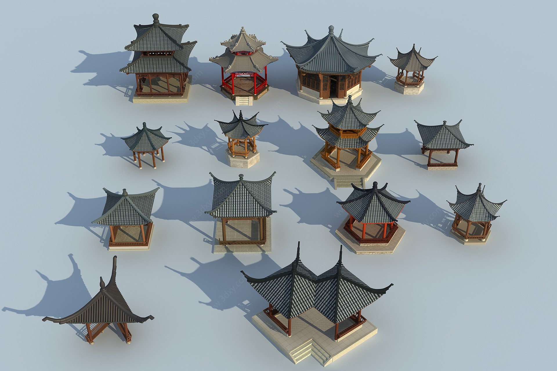 中式凉亭3D模型