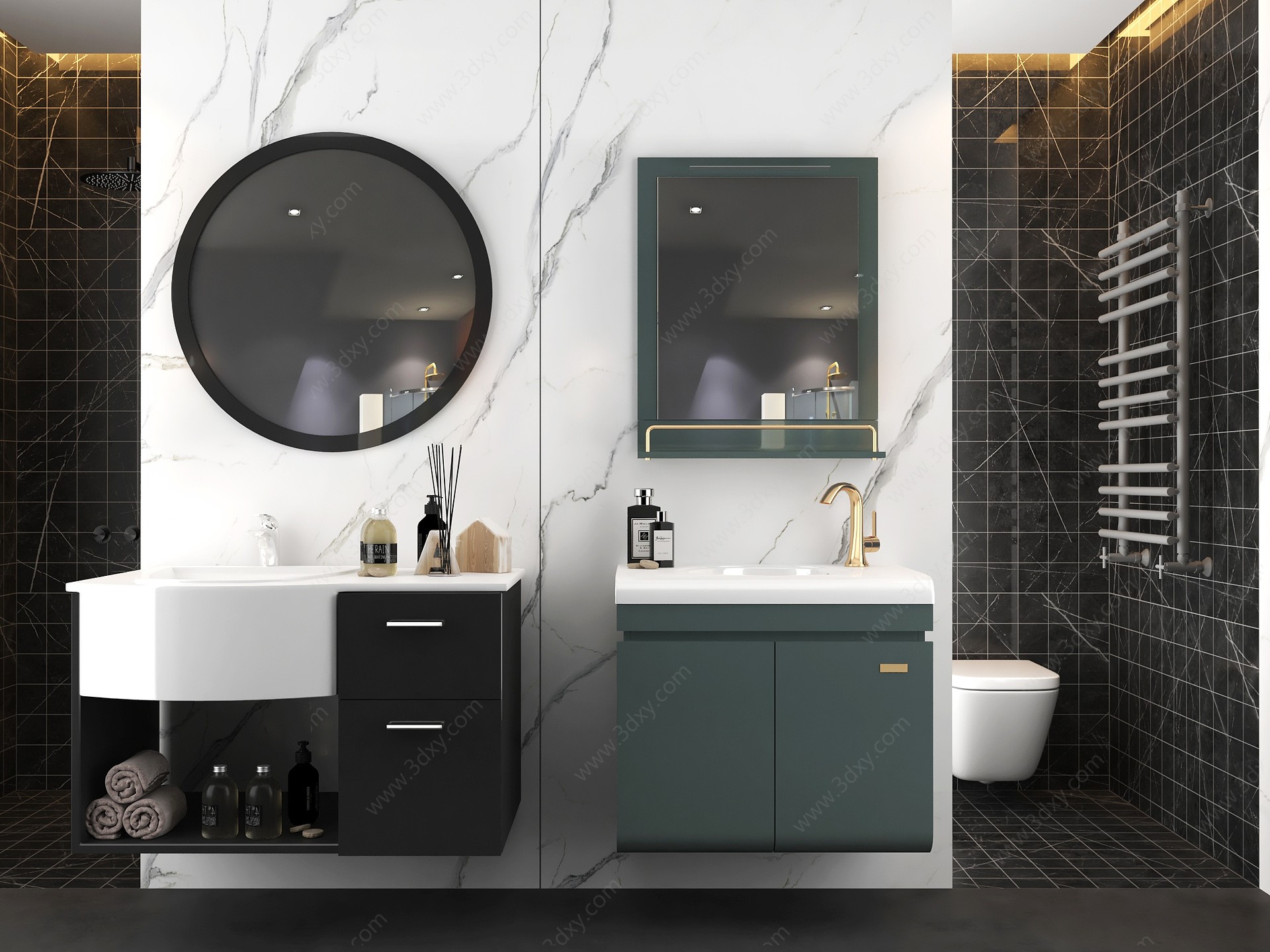 现代浴室柜洗手台组合3D模型