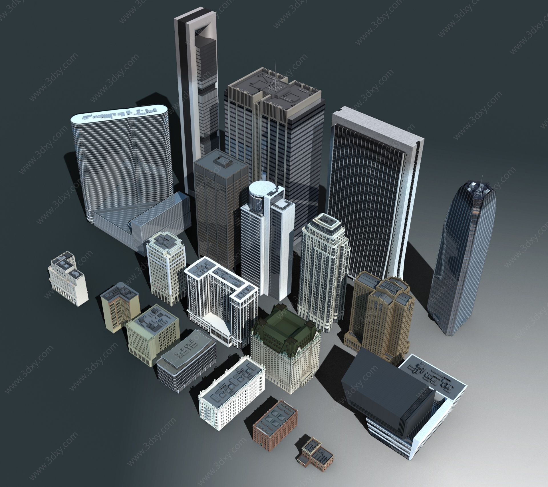 现代办公楼合集3D模型