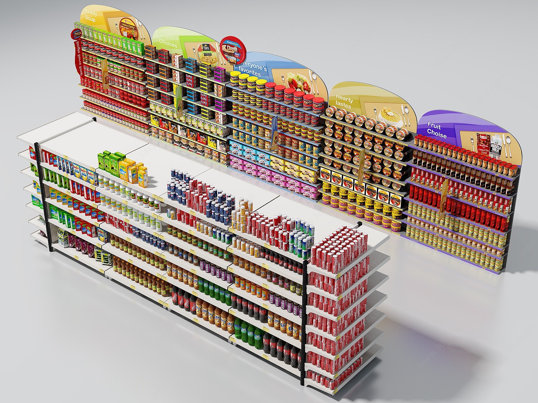 现代超市零食展示架3D模型