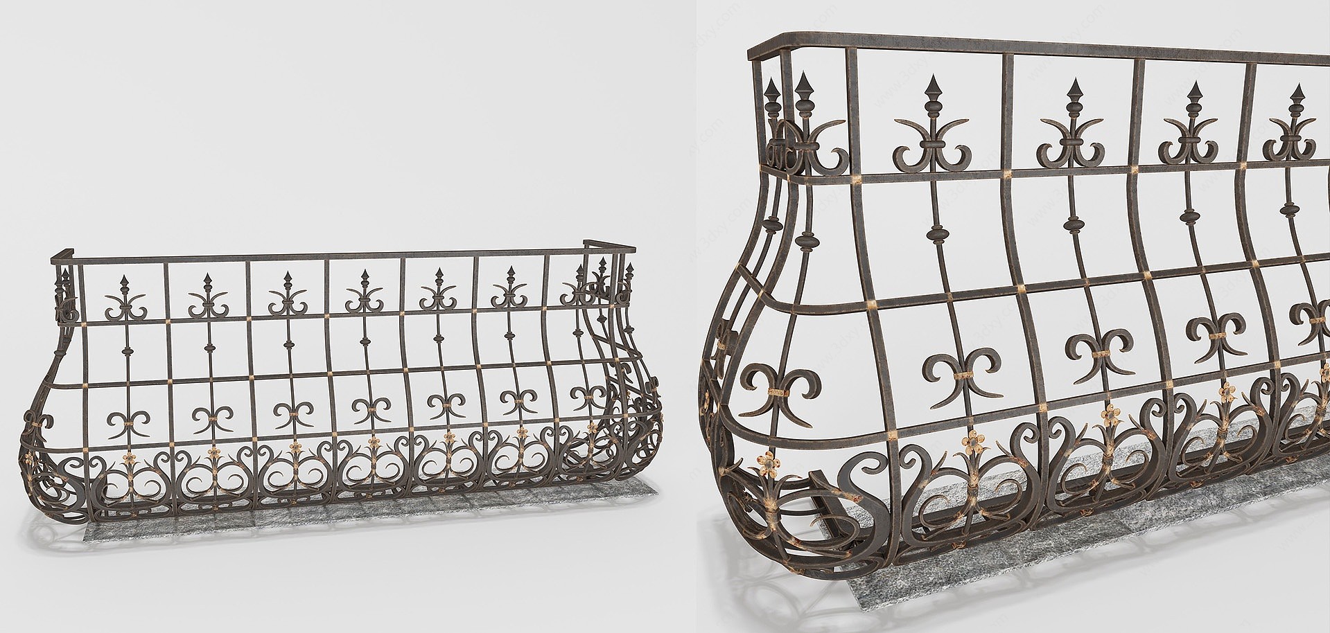 欧式铁艺栏杆3D模型