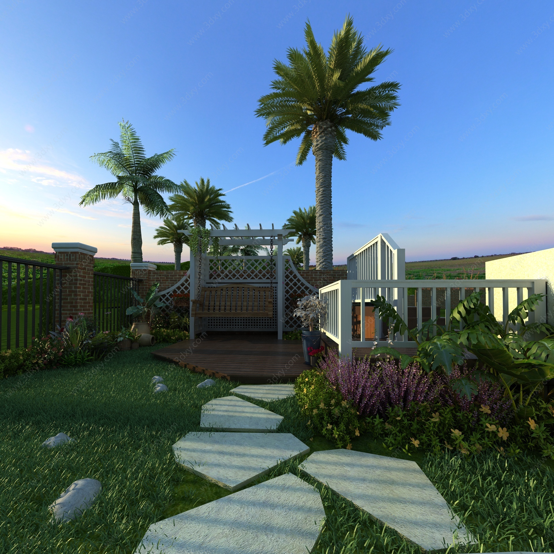 入户门花园后院庭院3D模型
