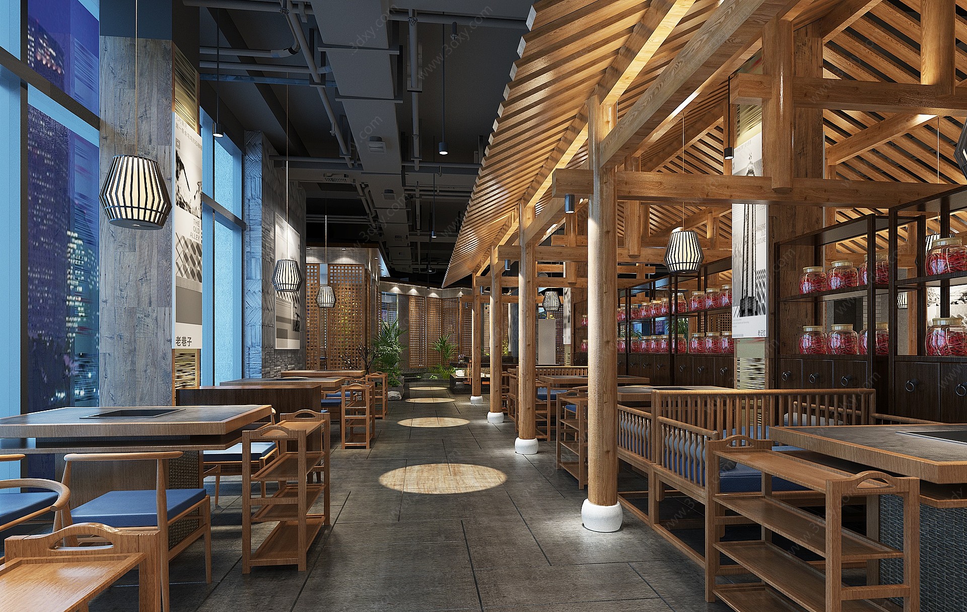 新中式火锅店餐厅3D模型