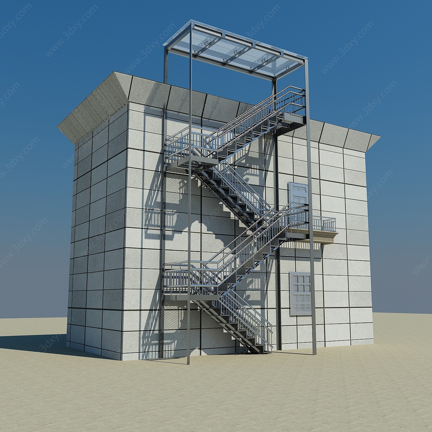 现代户外楼梯3D模型