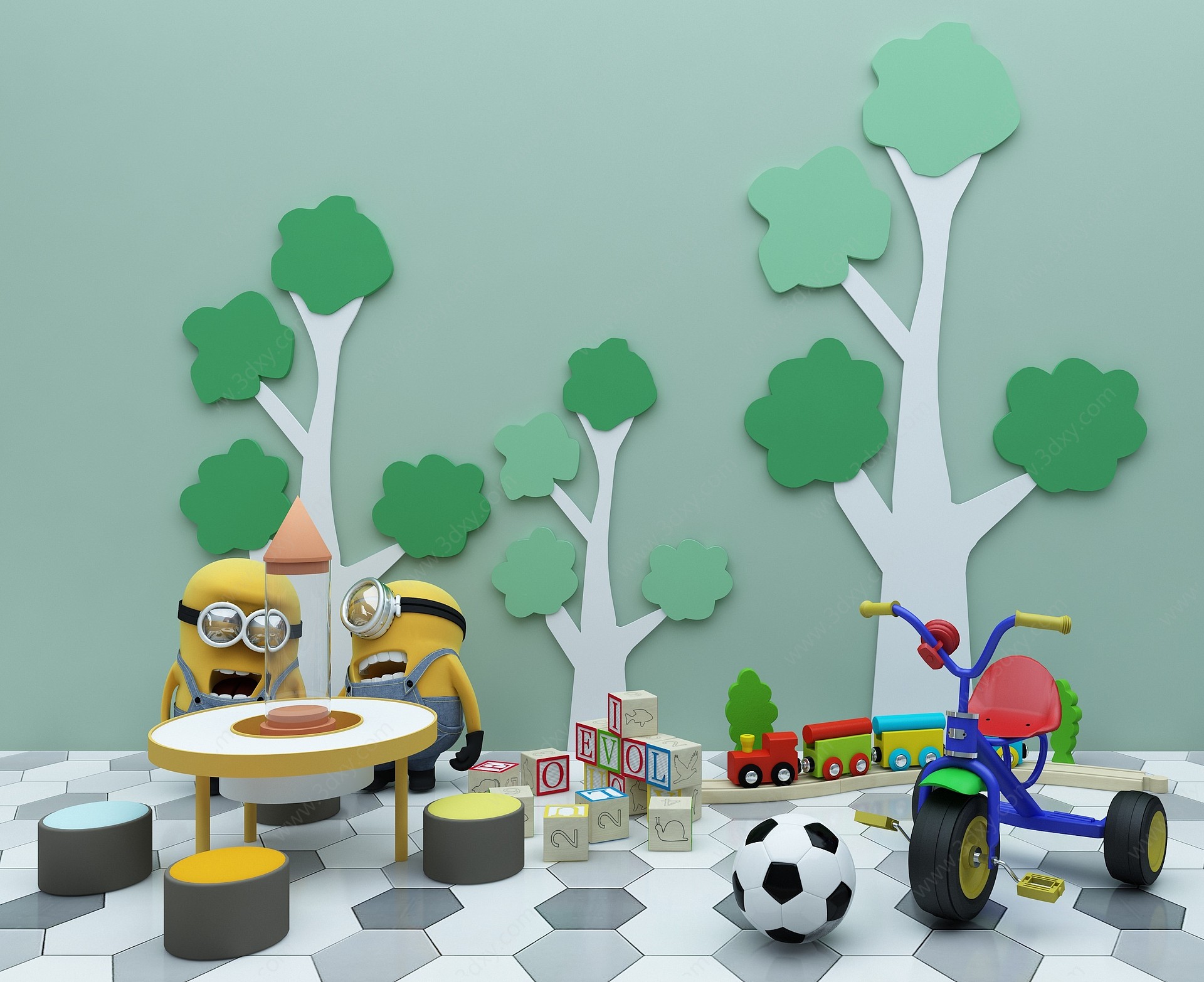 现代儿童玩具饰品小黄人3D模型