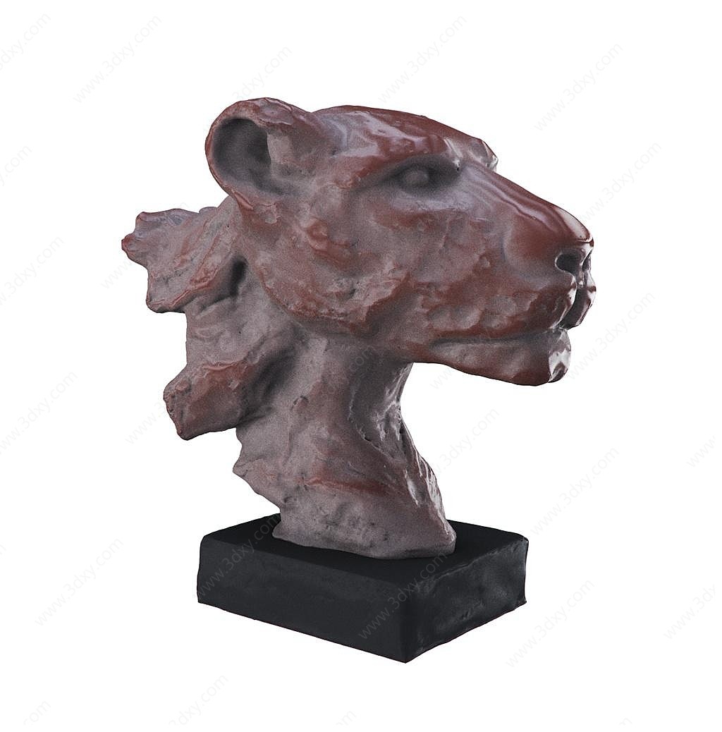 现代狮子雕塑3D模型