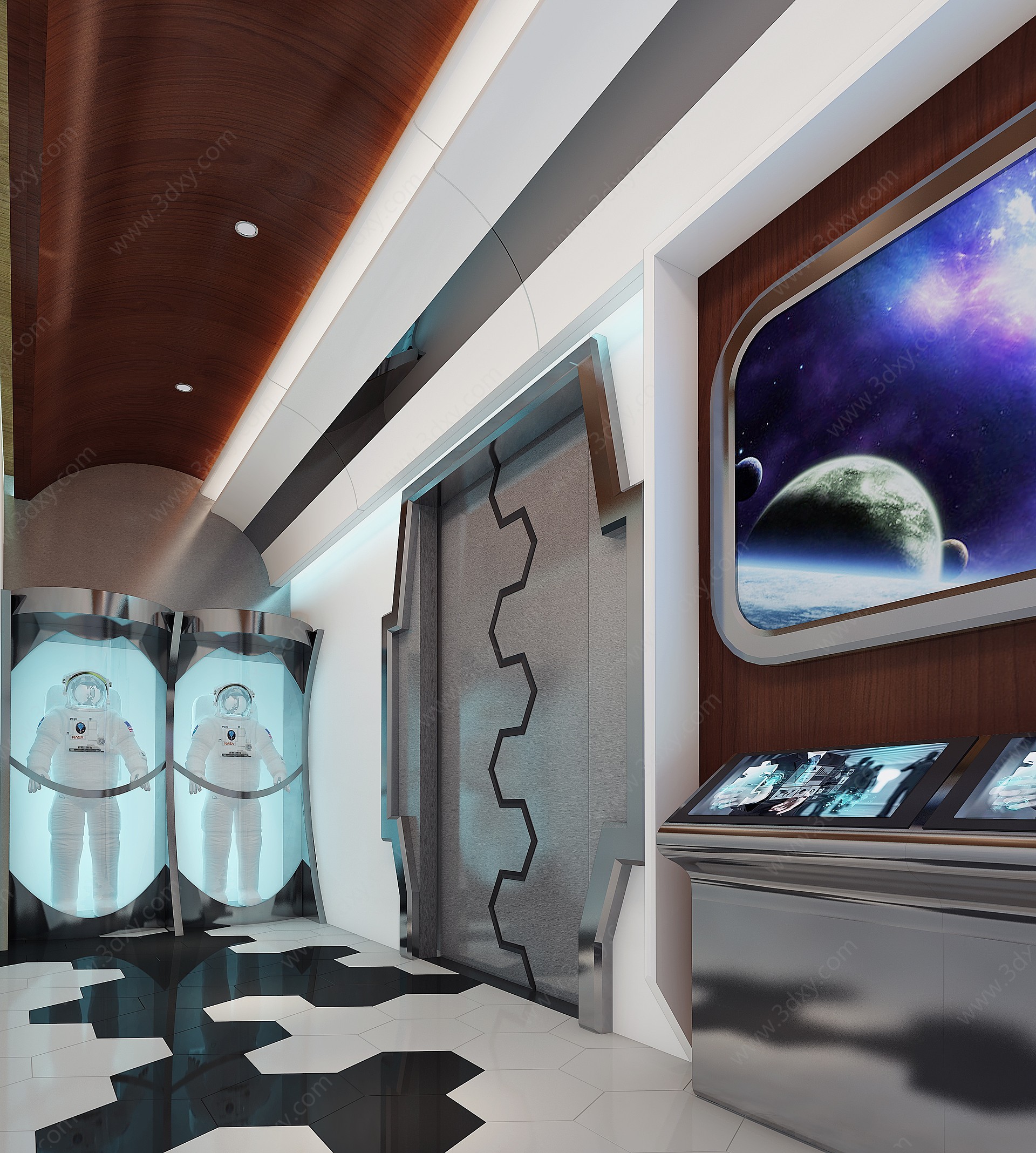 现代飞船太空舱展厅3D模型