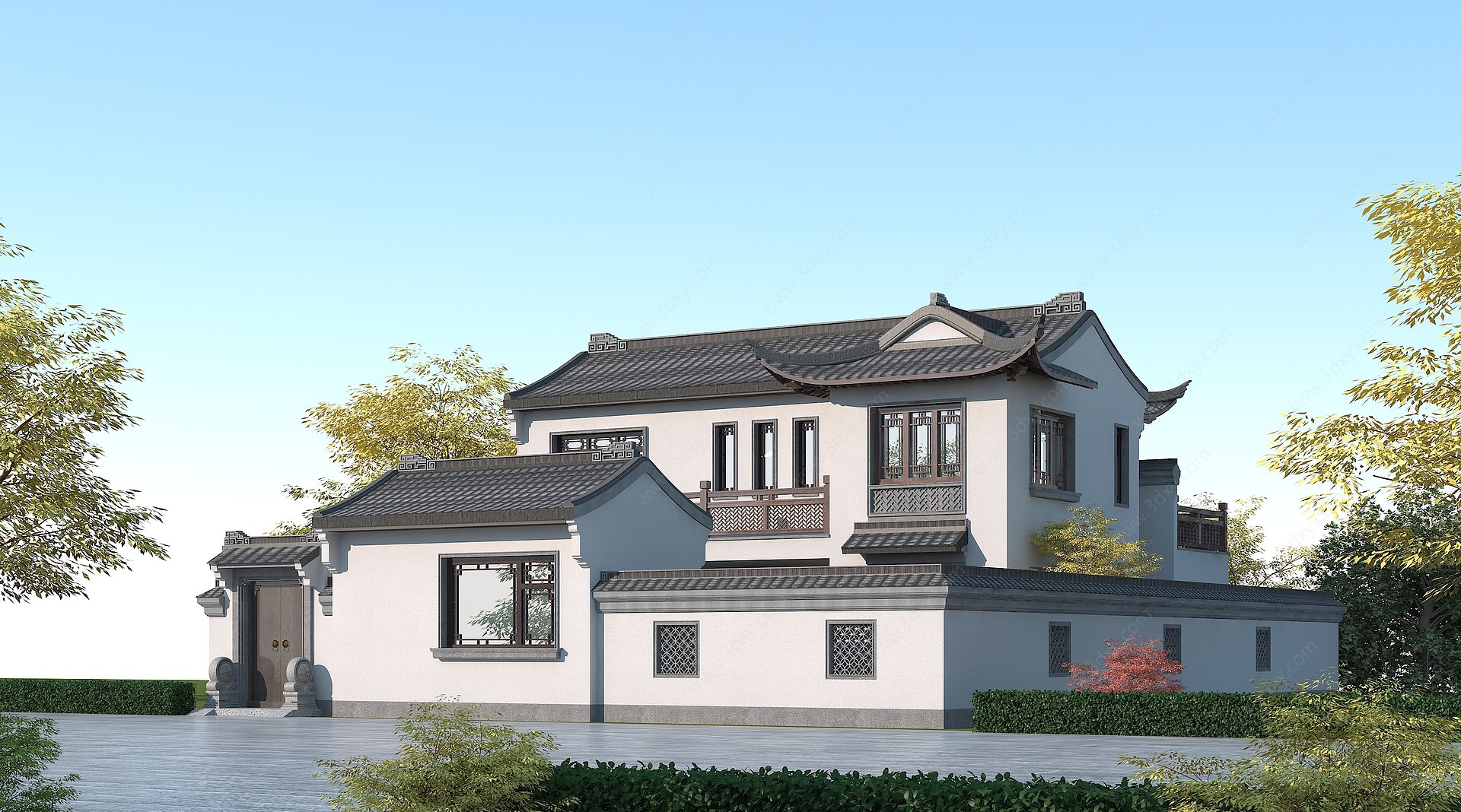 中式别墅徽派建筑3D模型