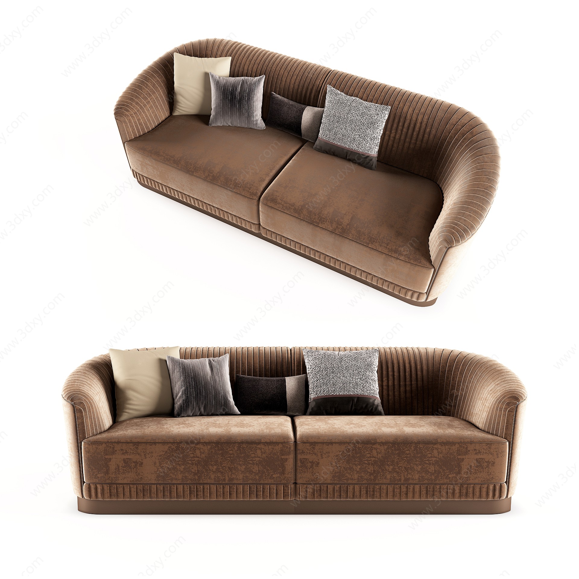 蓝色褐色沙发3D模型