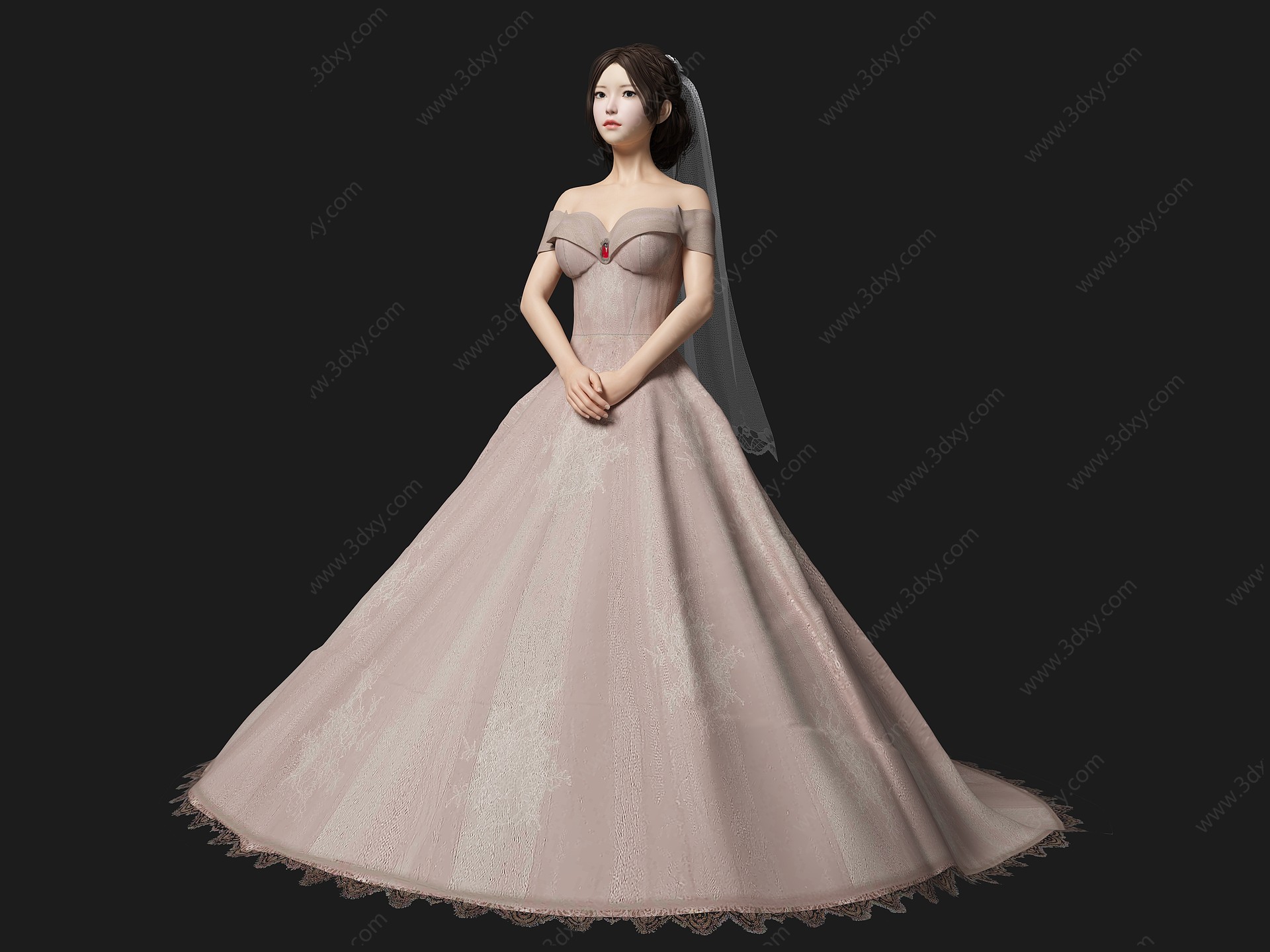 新娘婚纱美女人物3D模型