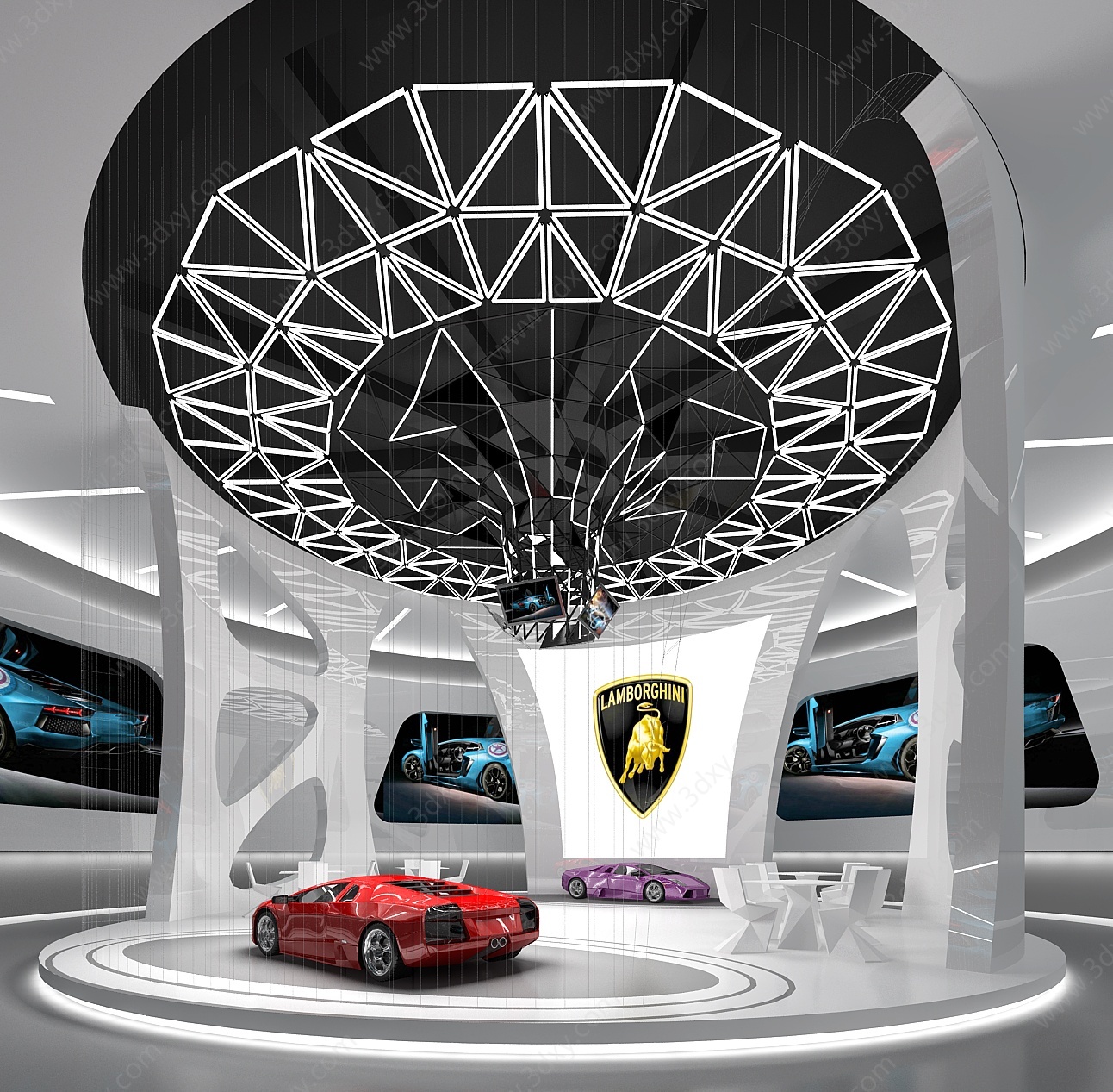 后现代科技数字汽车展厅3D模型