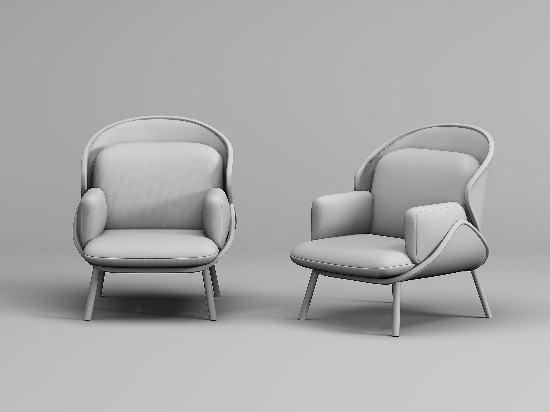 现代北欧单人休闲椅3D模型