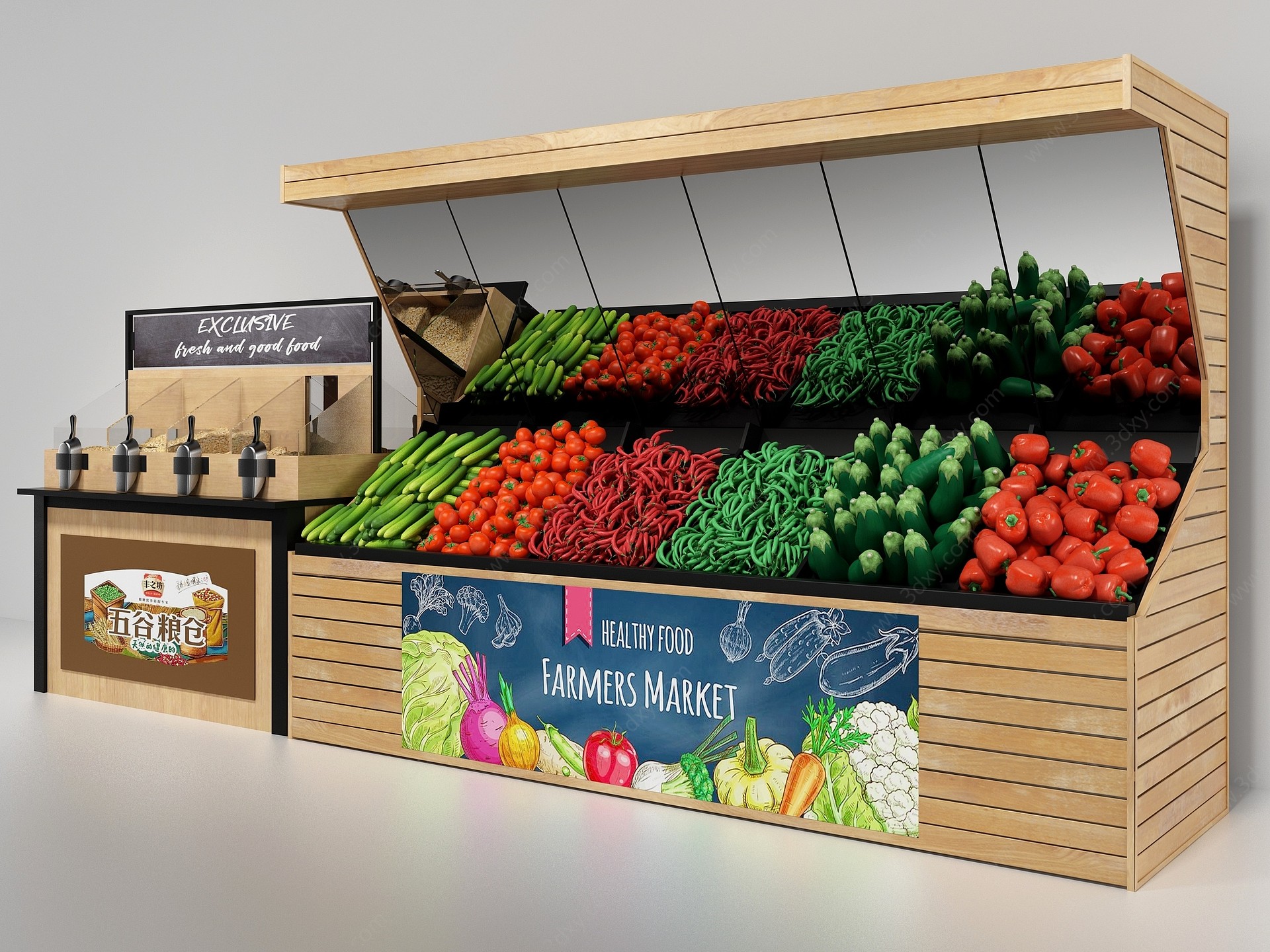 现代风格展柜蔬菜货架3D模型