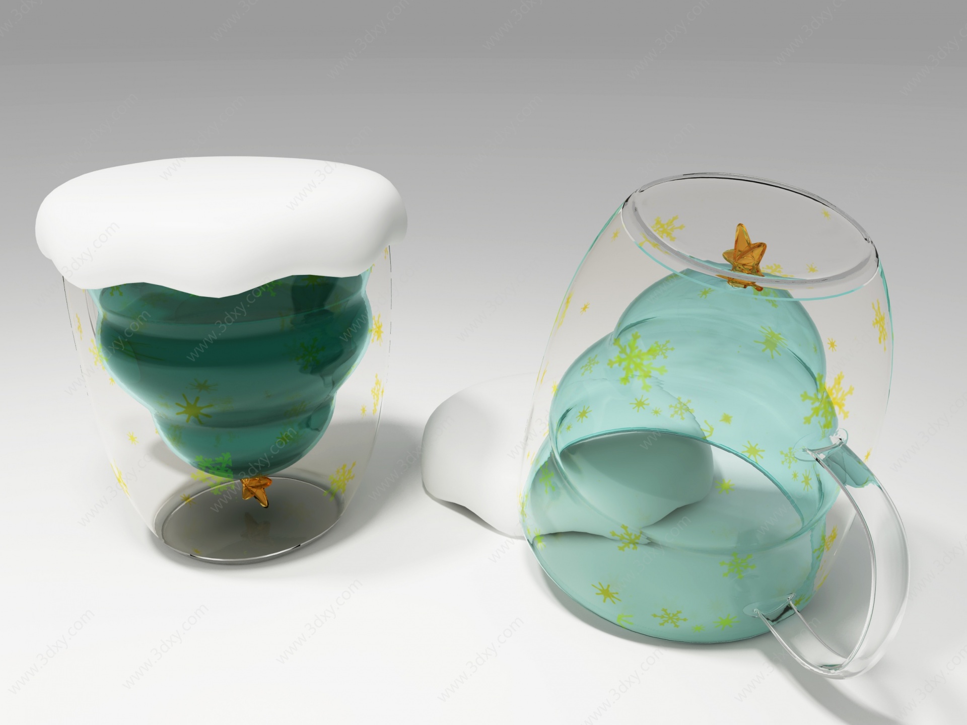 现代圣诞玻璃杯水杯礼物3D模型
