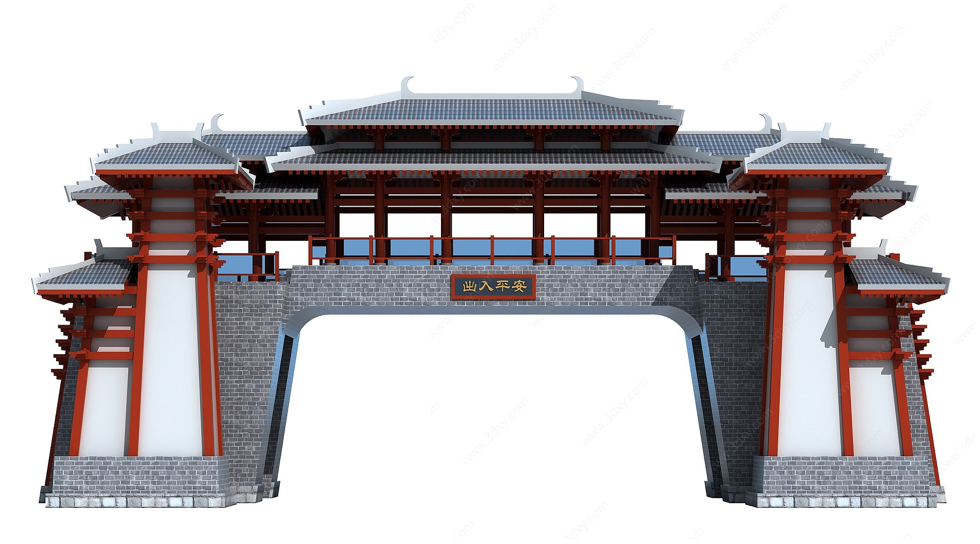 传统中式古建大门3D模型