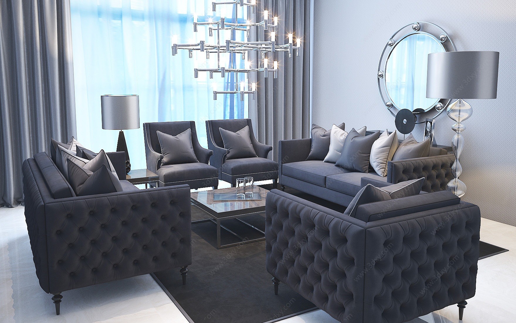 现代时尚沙发客厅3D模型