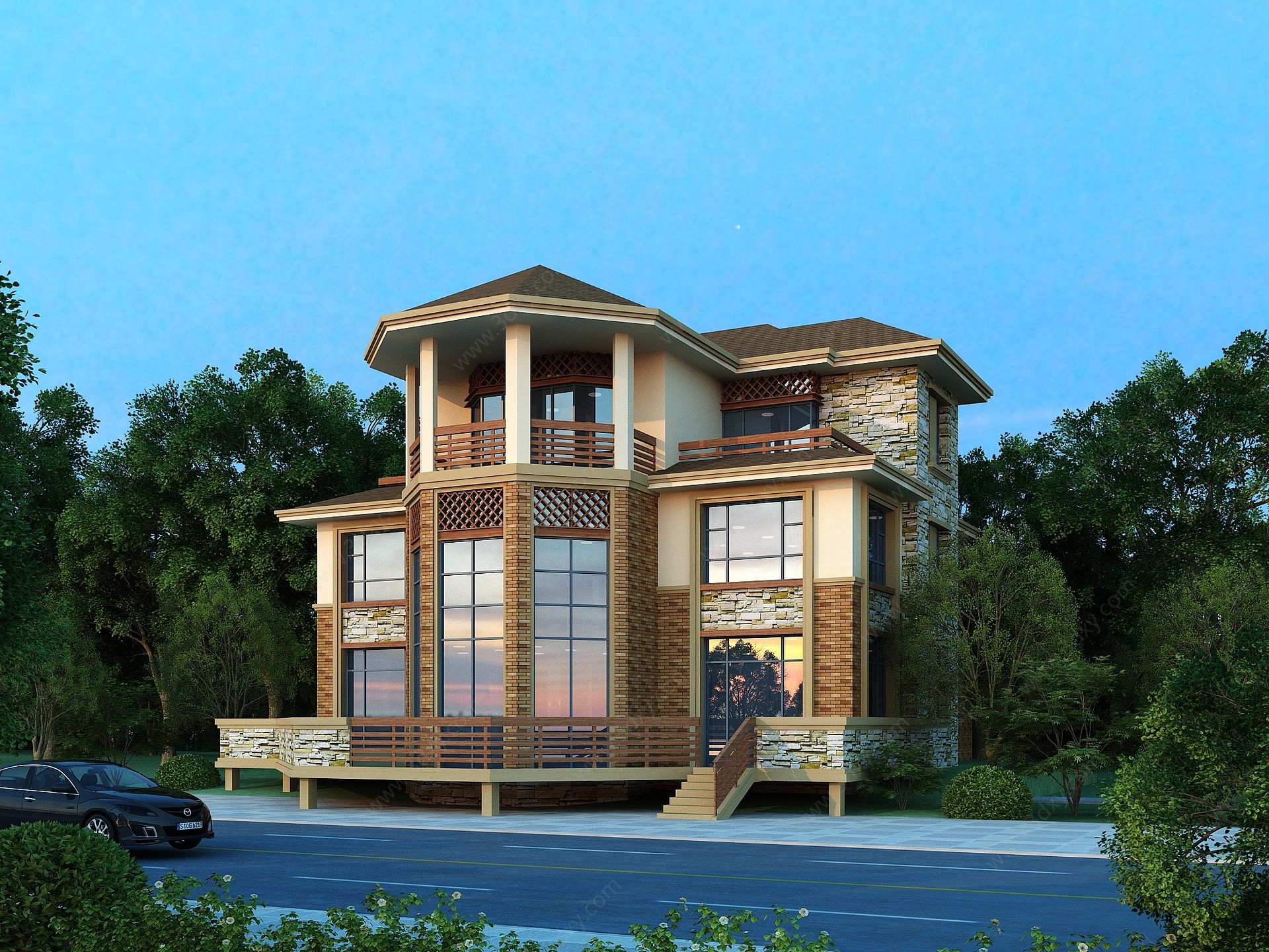 现代别墅自建房3D模型