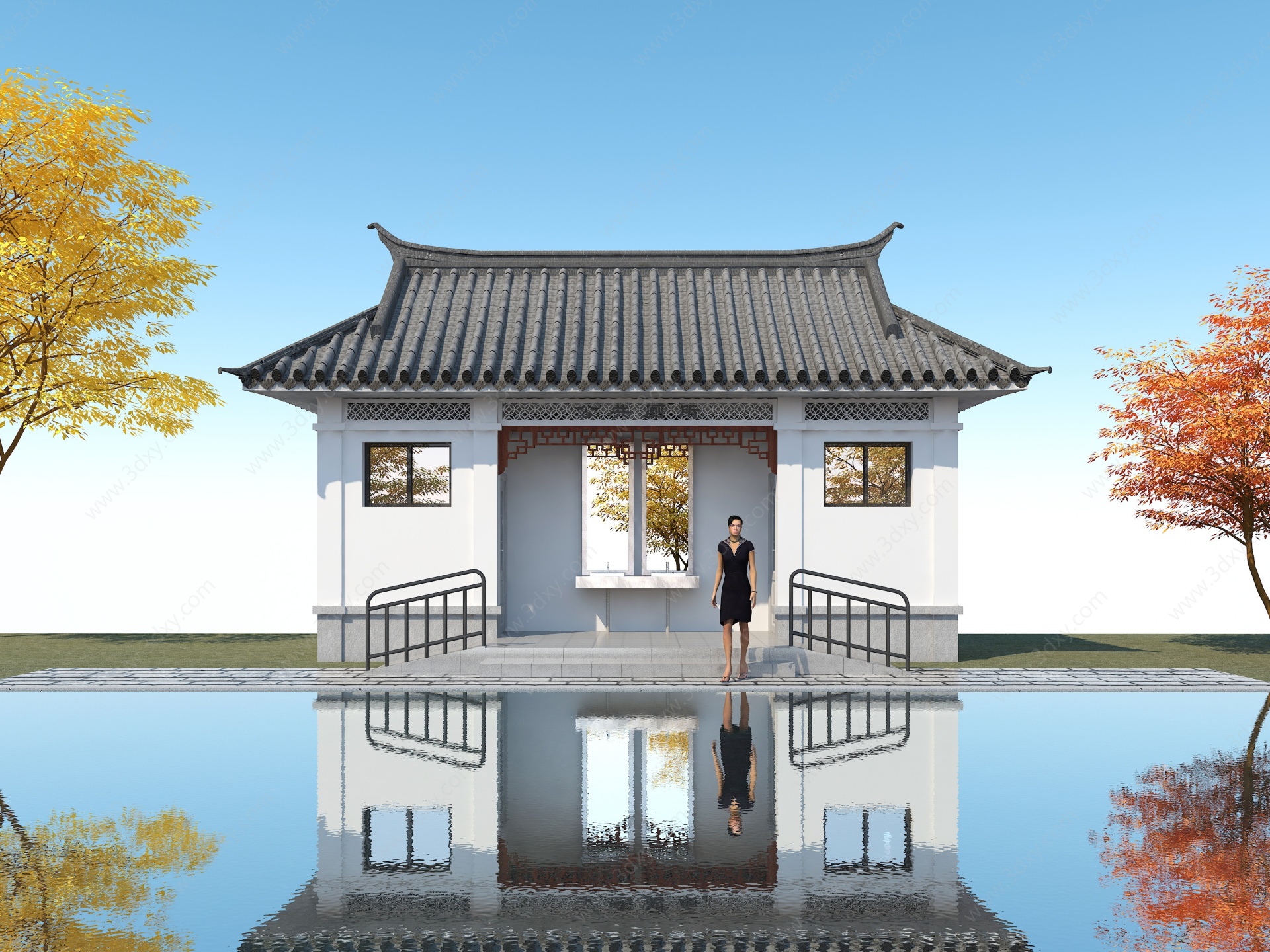 中式公厕古建筑3D模型