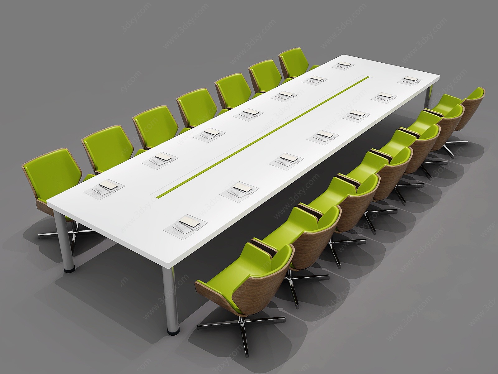 现代北欧会议桌组合3D模型