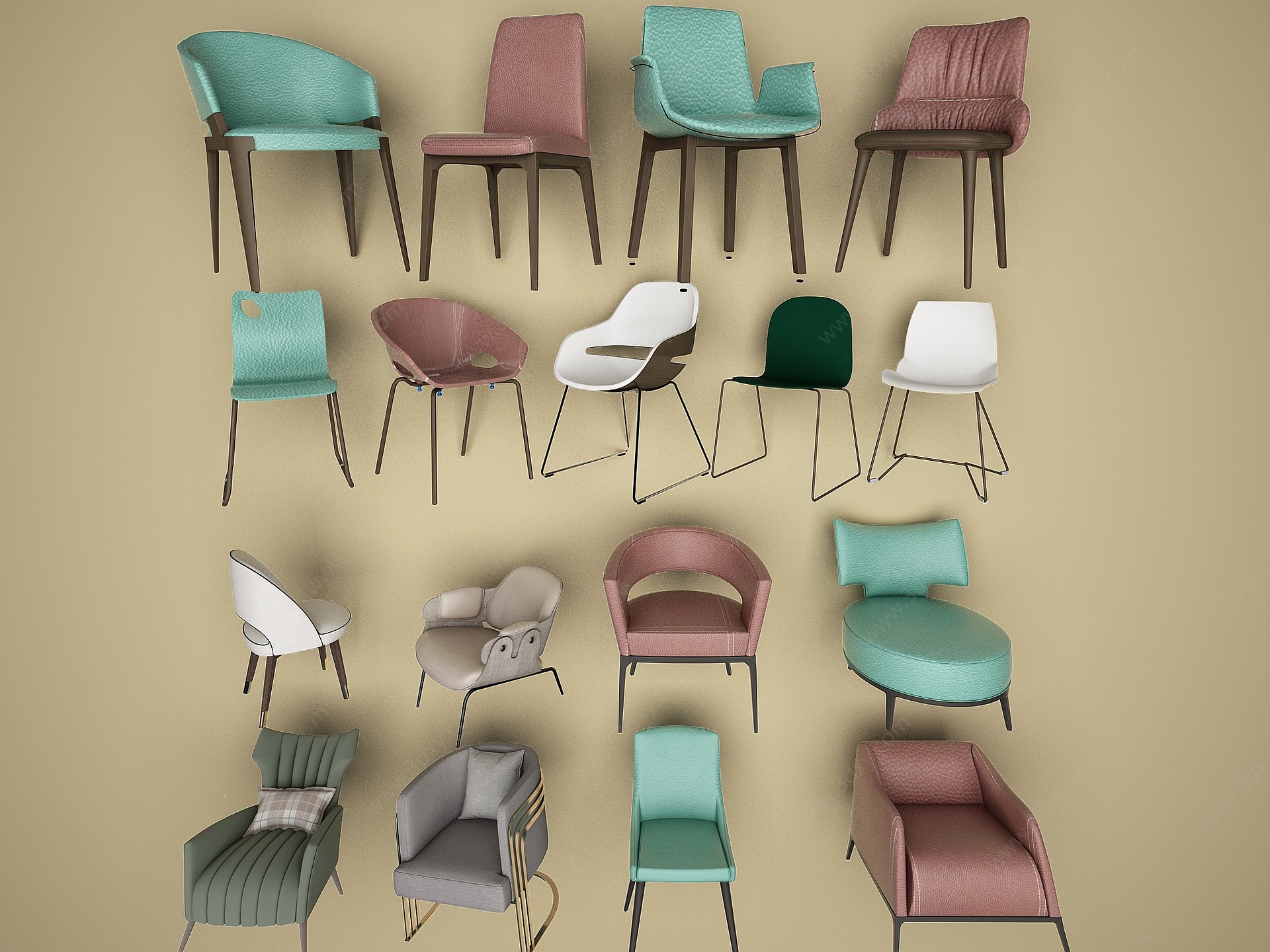 后现代椅子合辑3D模型