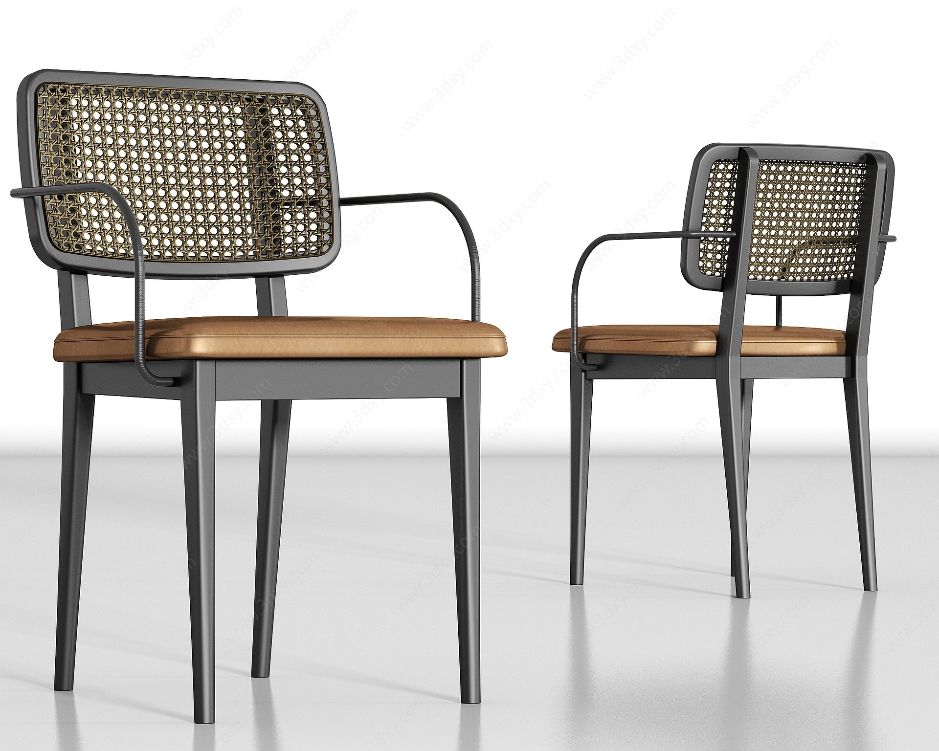新中式实木单椅组合3D模型