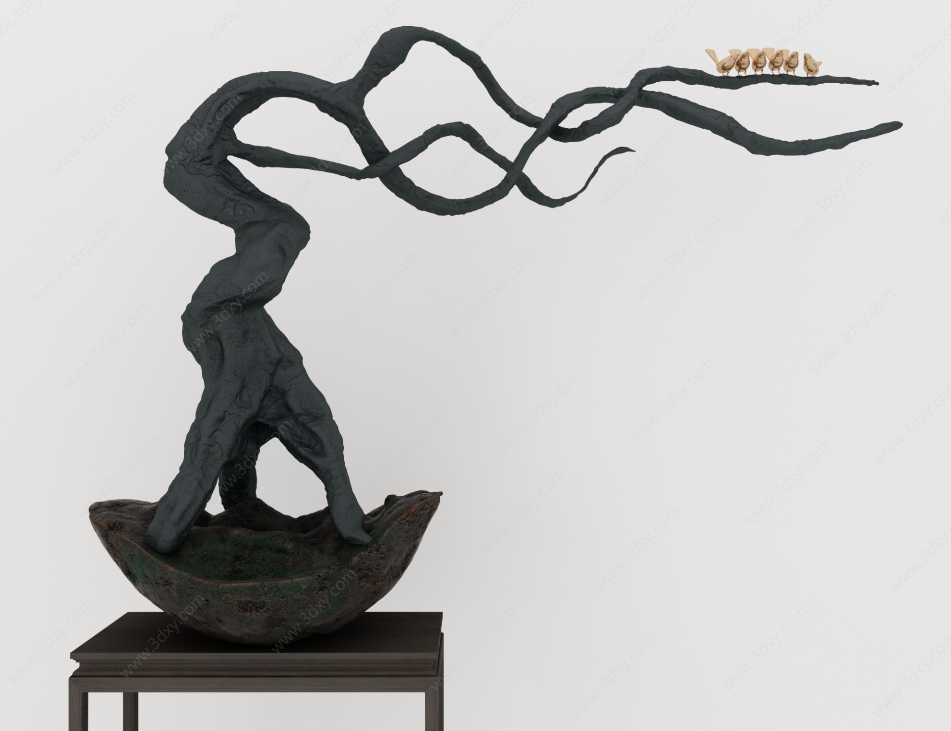 新中式雕塑根雕摆件3D模型