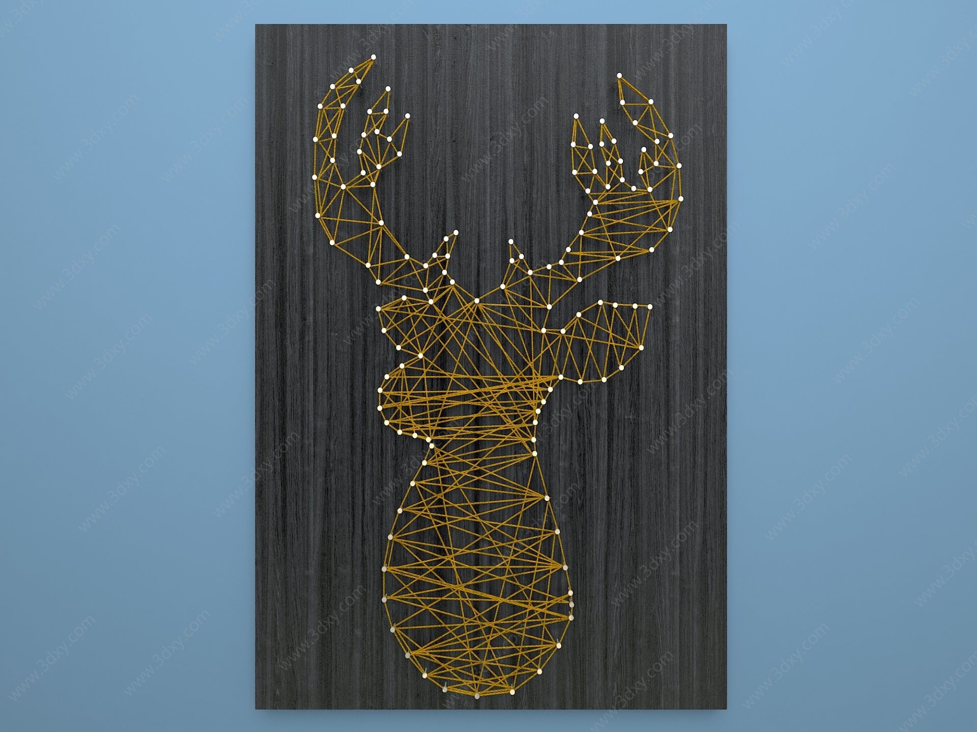 黄金鹿绕线画3D模型