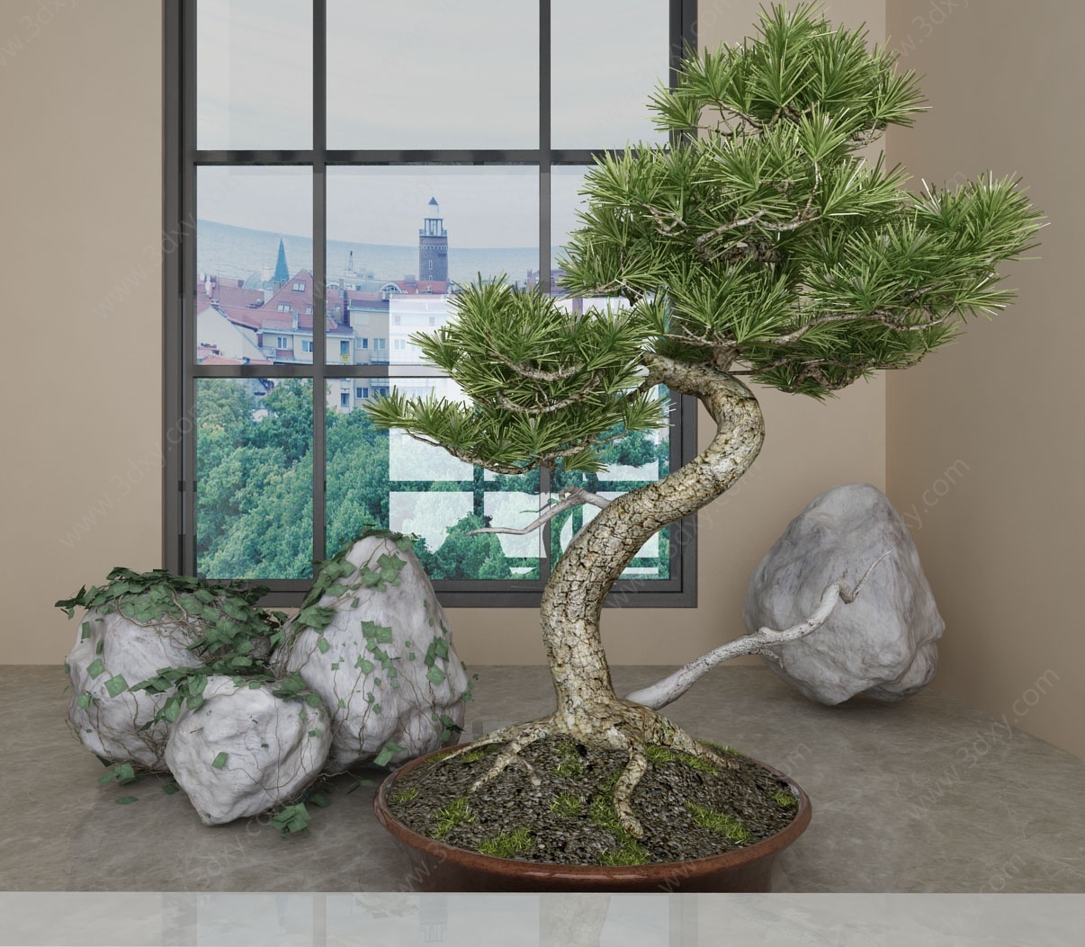 现代植物盆景摆件3D模型