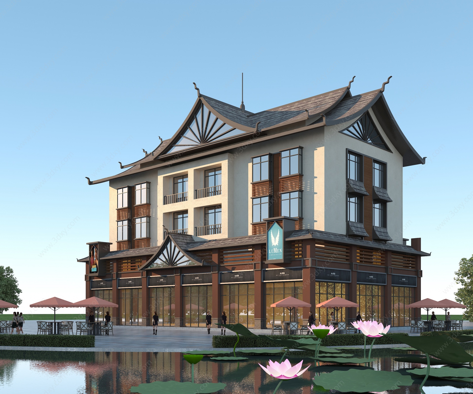 现代傣族商住楼3D模型