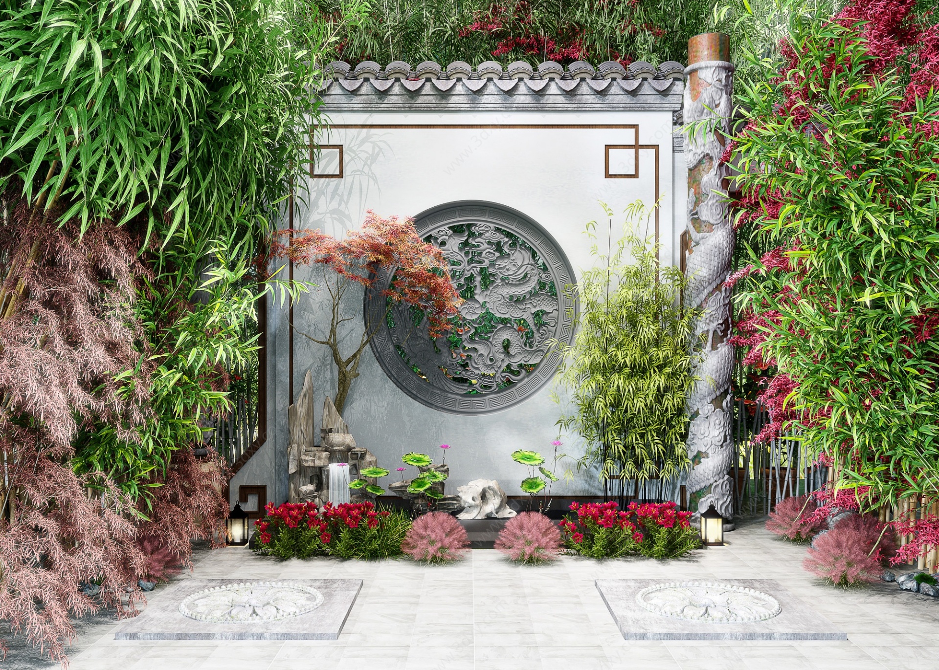 新中式竹林庭院3D模型