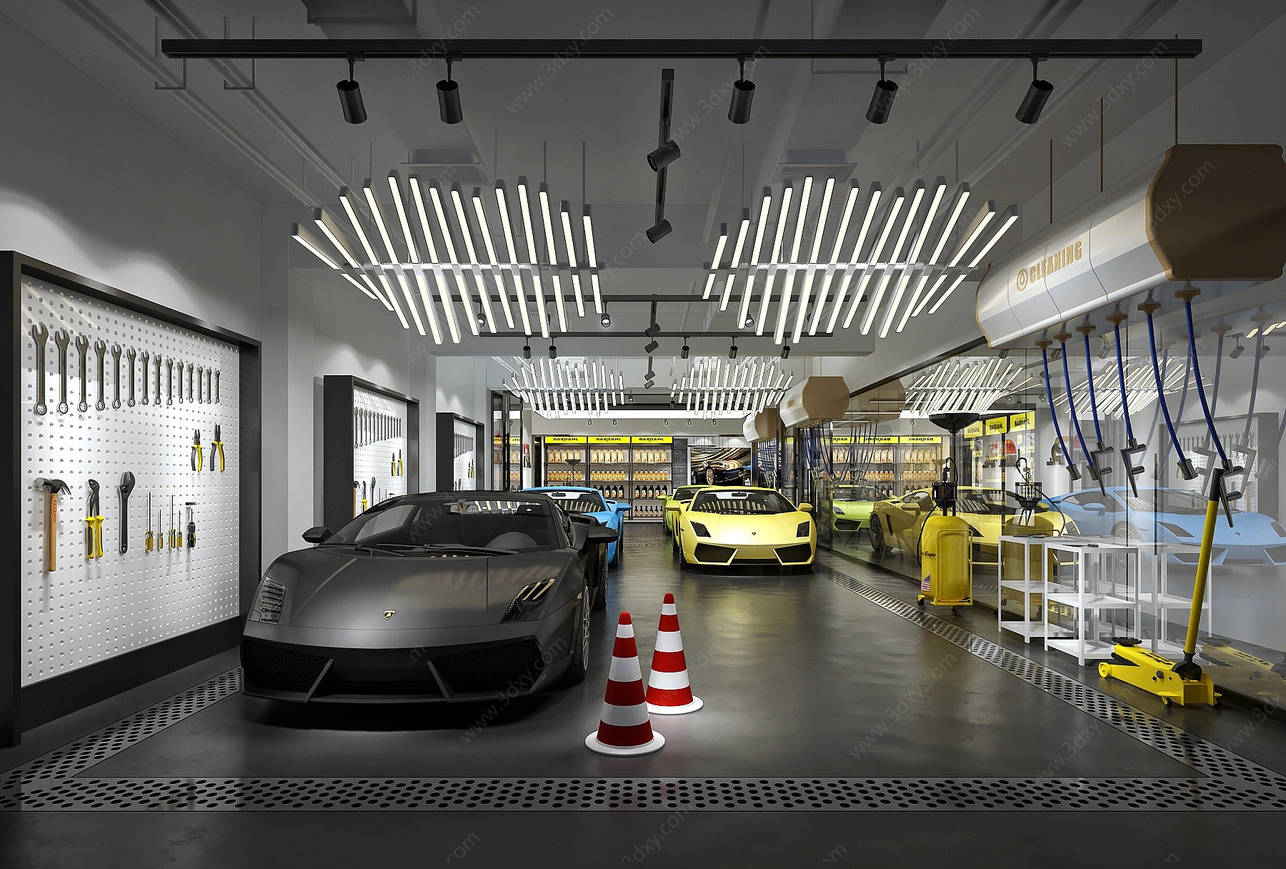 现代汽车维修店3D模型