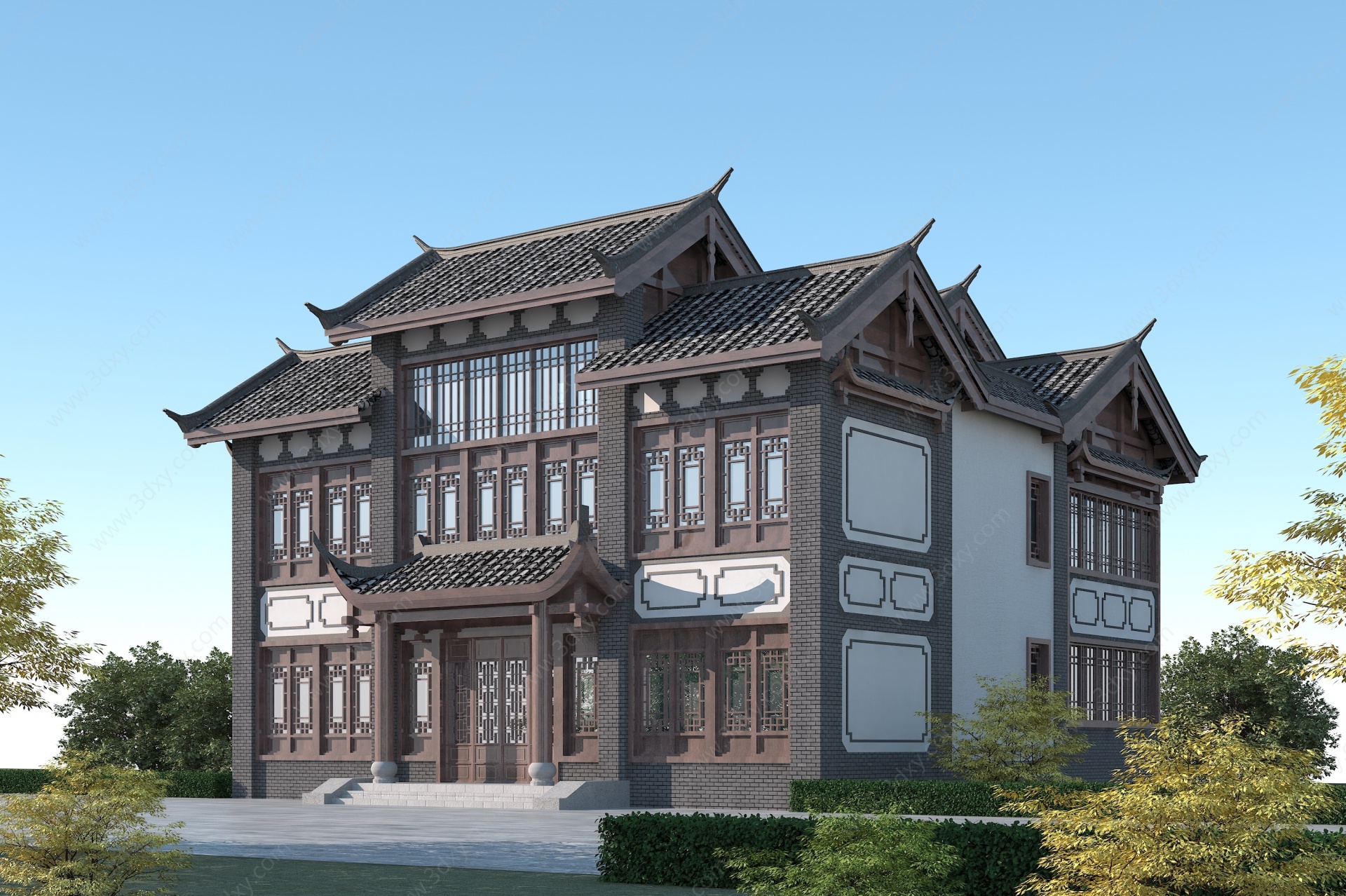中式客栈酒店3D模型