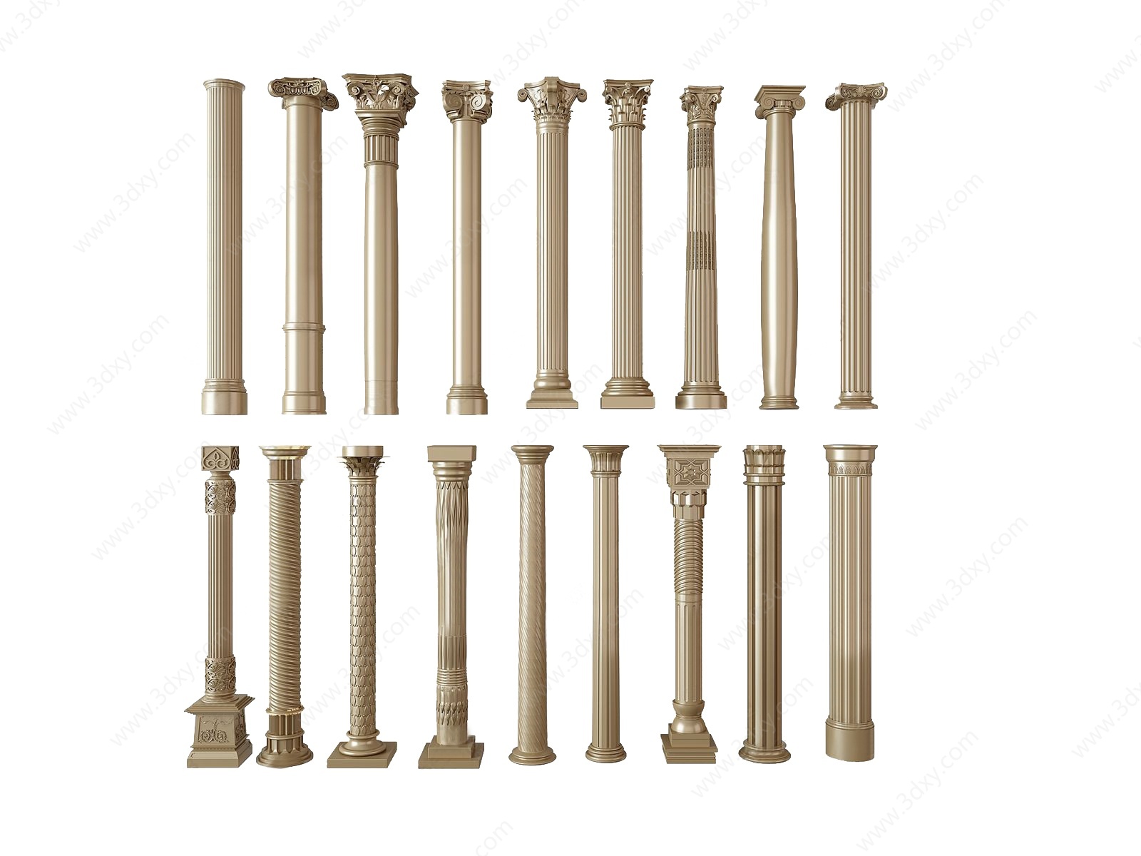 欧式古典柱子组合3D模型