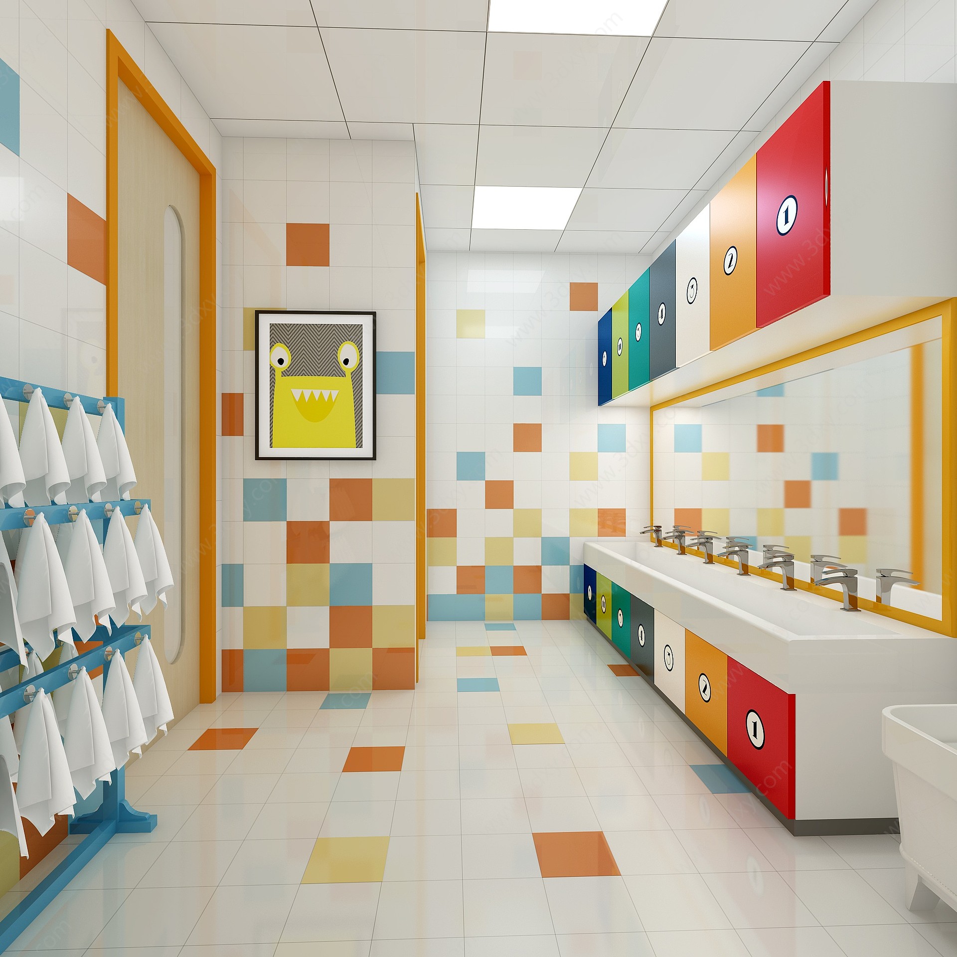幼儿园儿童卫生间3D模型