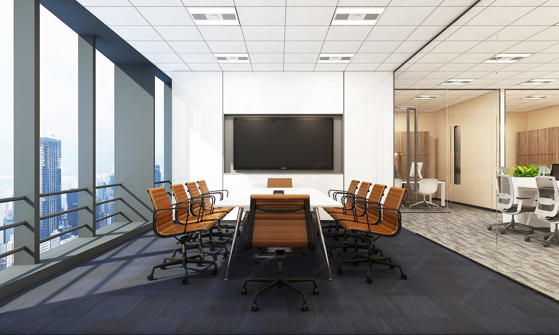 现代办公空间会议室3D模型