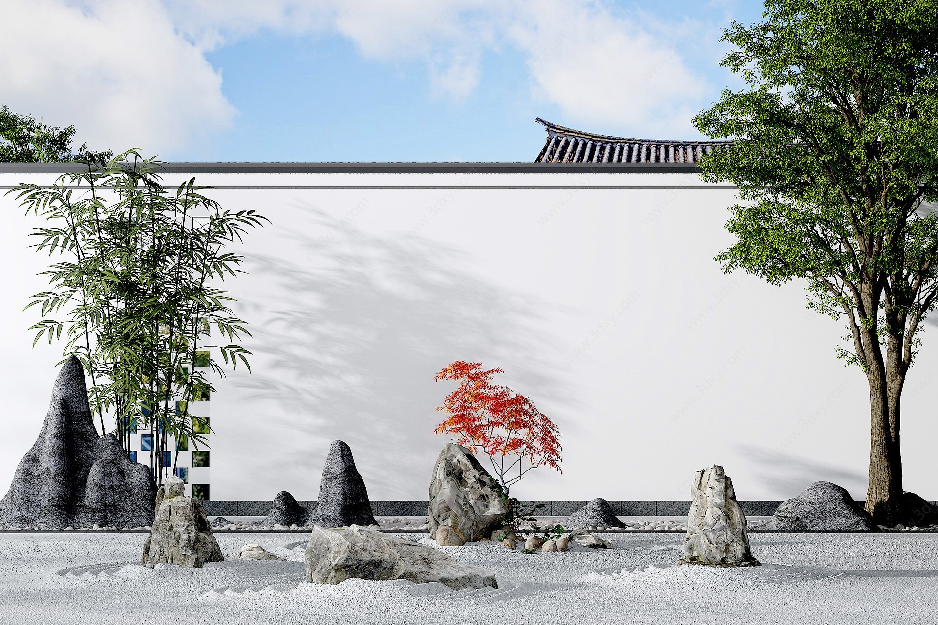 新中式景观庭院石头3D模型