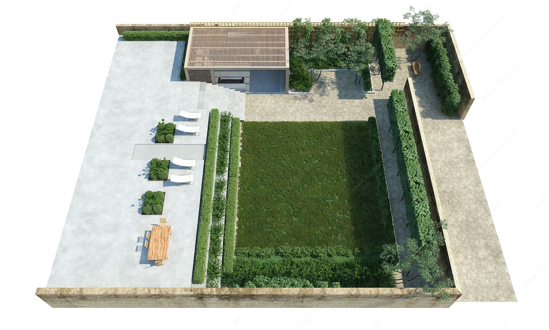 现代中庭庭院花园露台3D模型