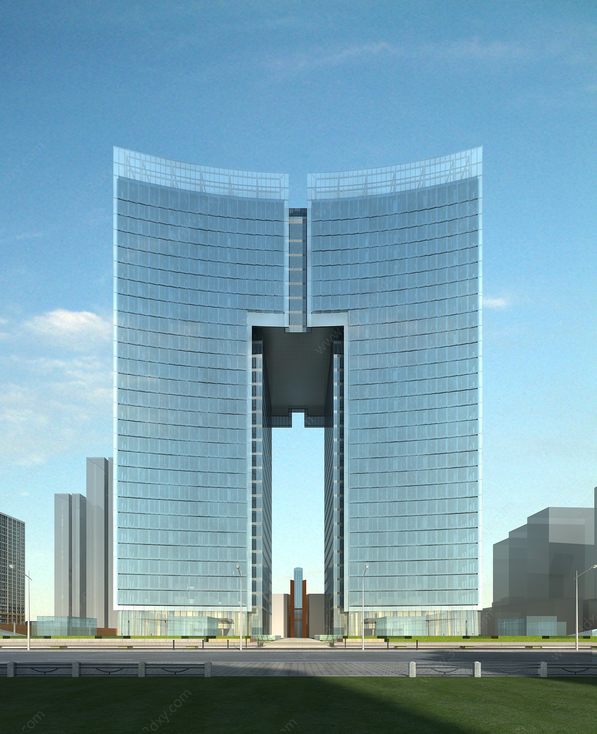 现代玻璃办公楼3D模型