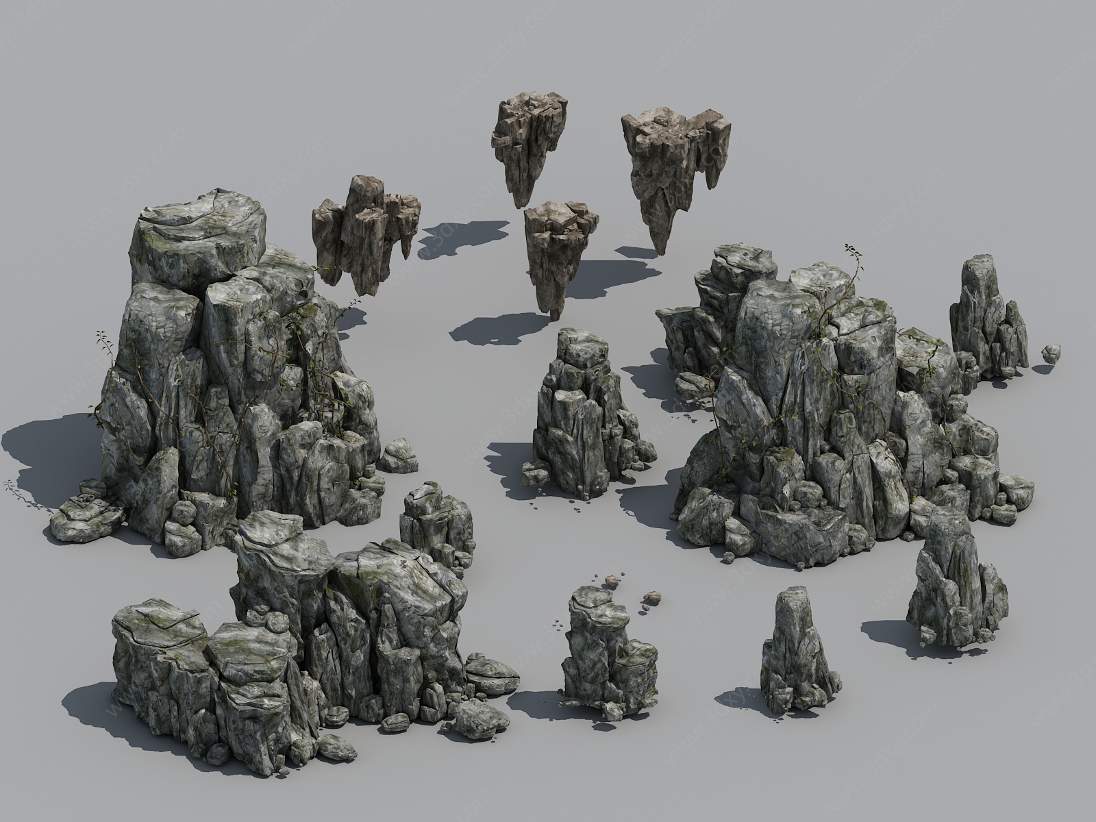假山岩石石头背景3D模型