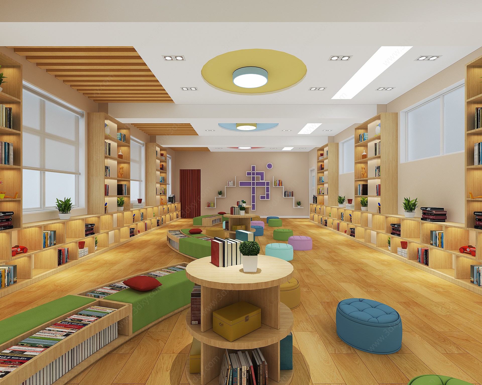 现代幼儿园教室图书室3D模型