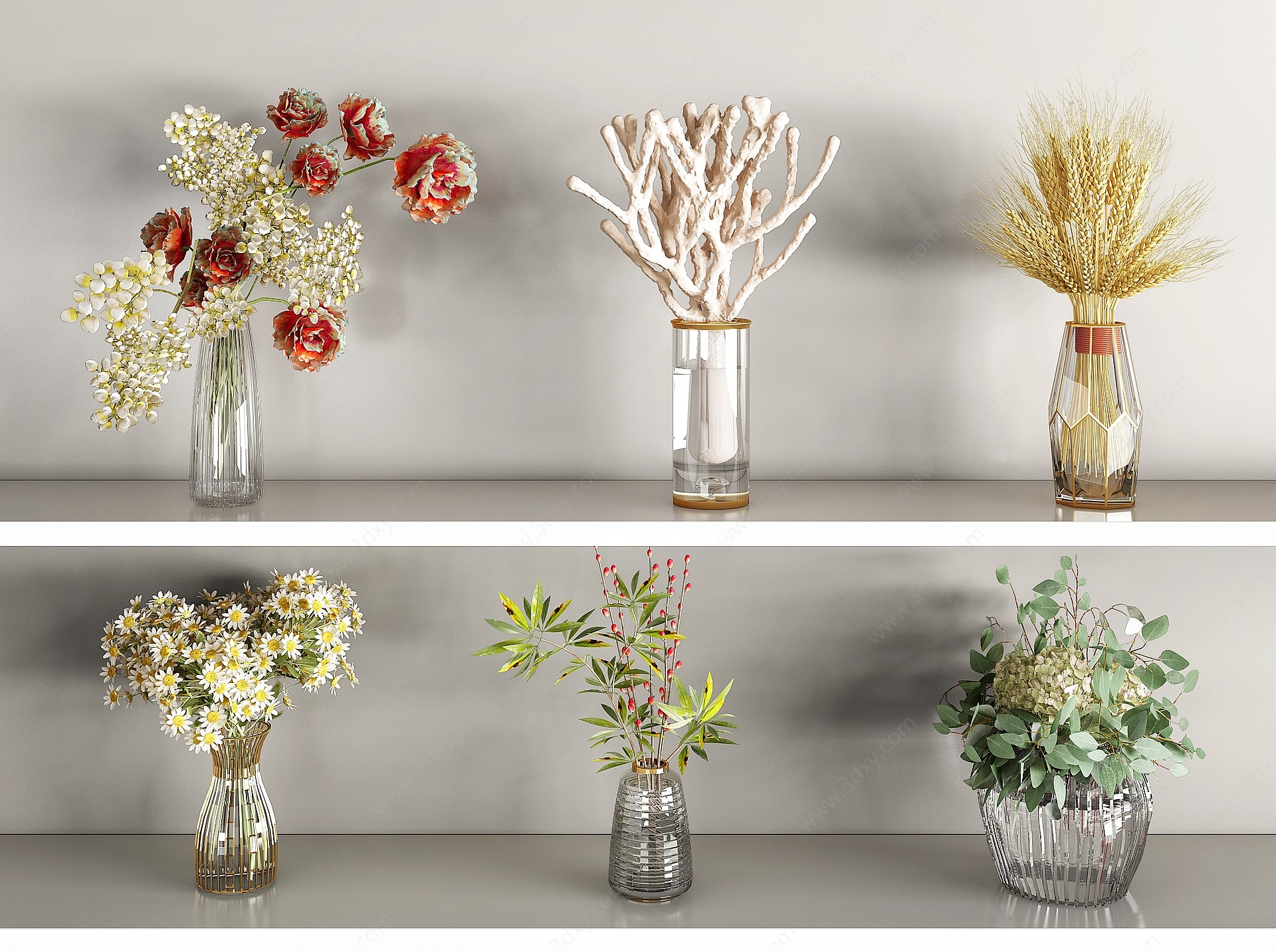 现代花艺饰品摆件花瓶3D模型