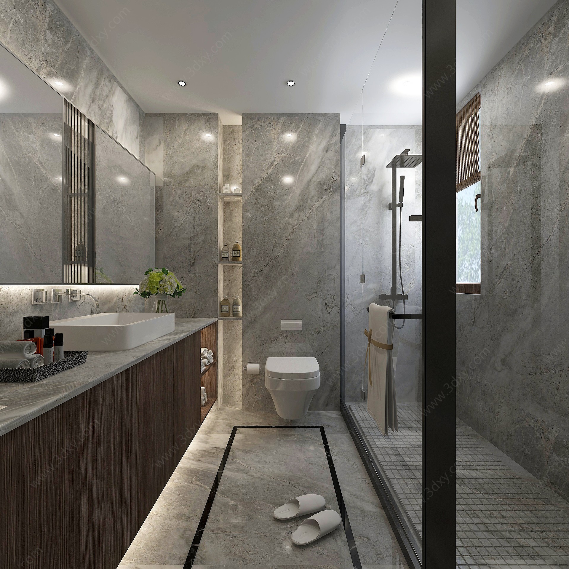 新中式卫生间浴柜墙排3D模型
