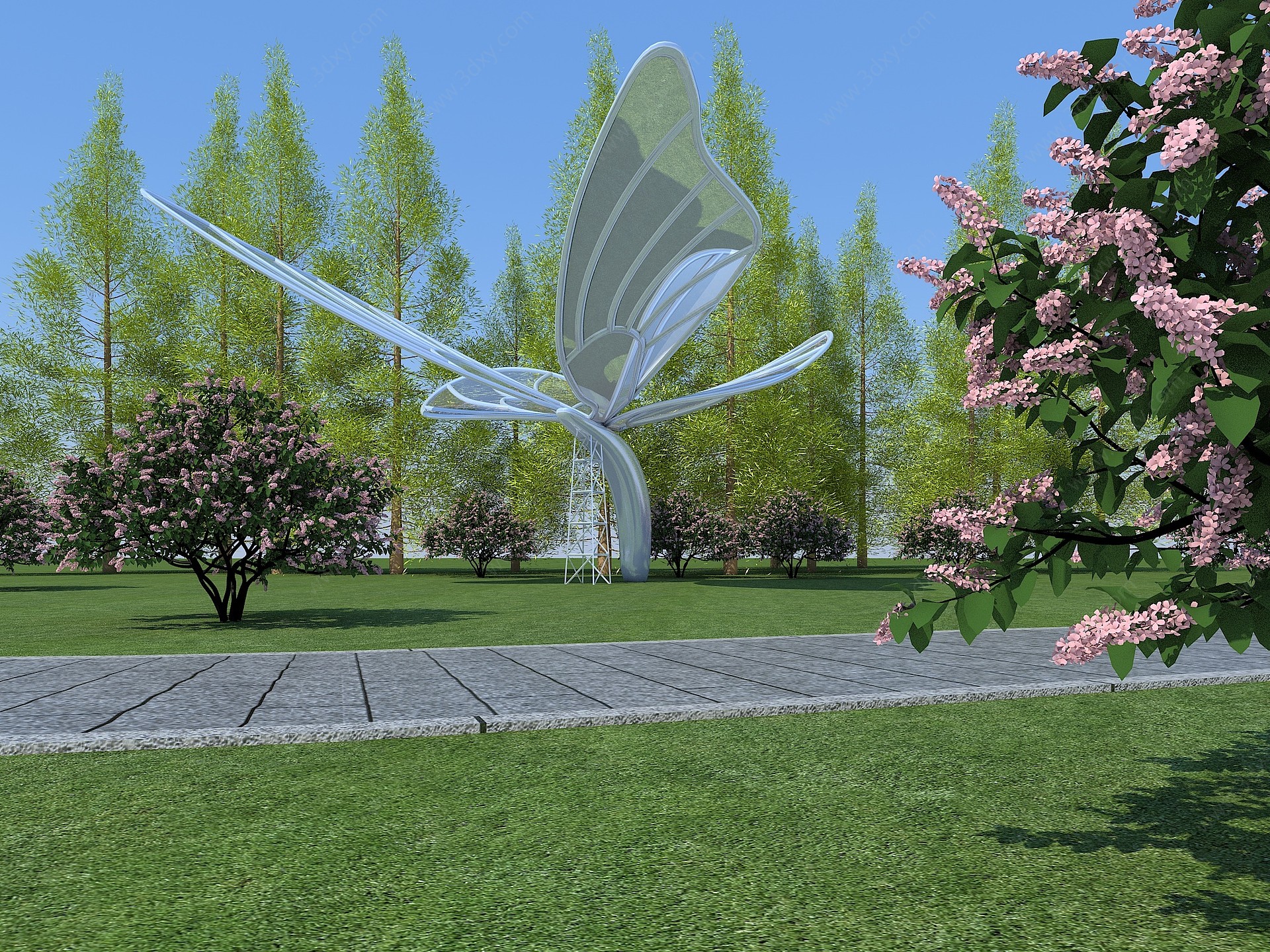 现代蝴蝶雕塑3D模型