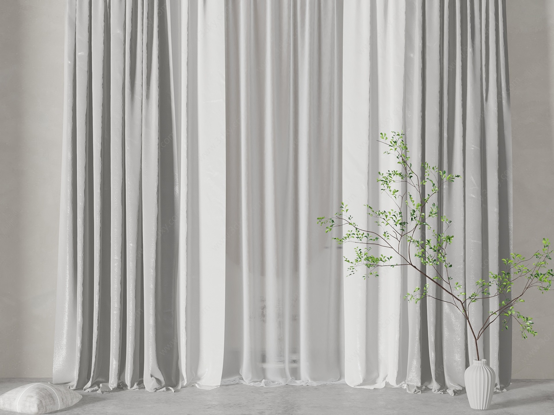 现代窗帘挂帘3D模型