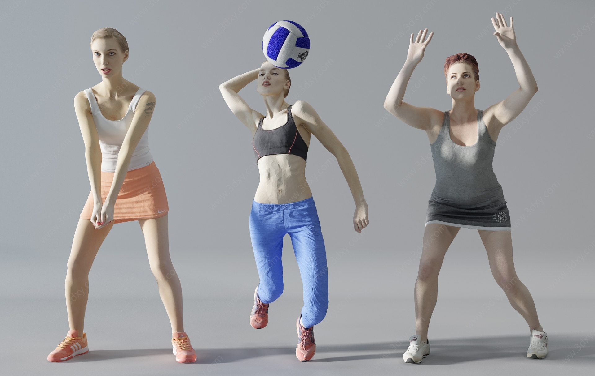 沙滩运动人物女人组合3D模型