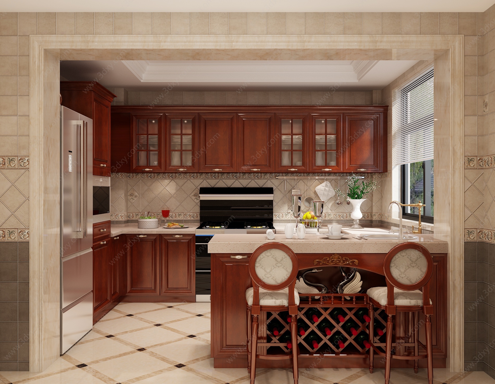 美式家居厨房3D模型